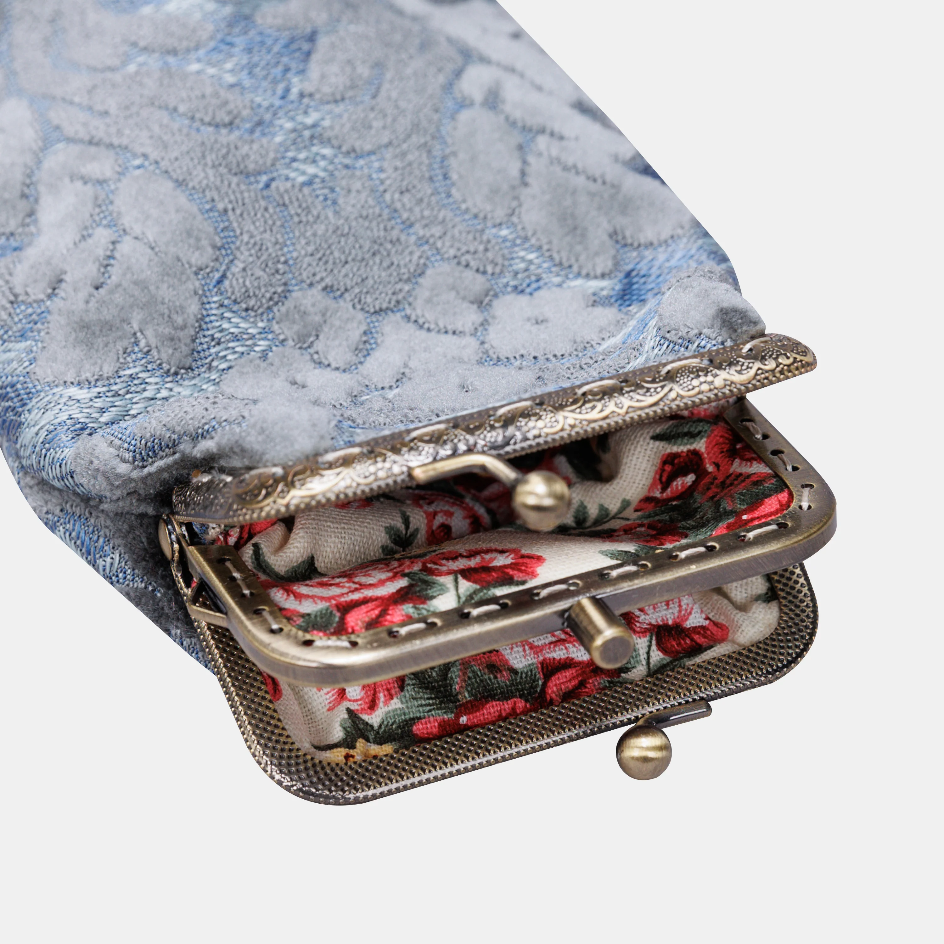 Burnout Velvet Steel Blue Carpet Eyeglasses Case - Image 4