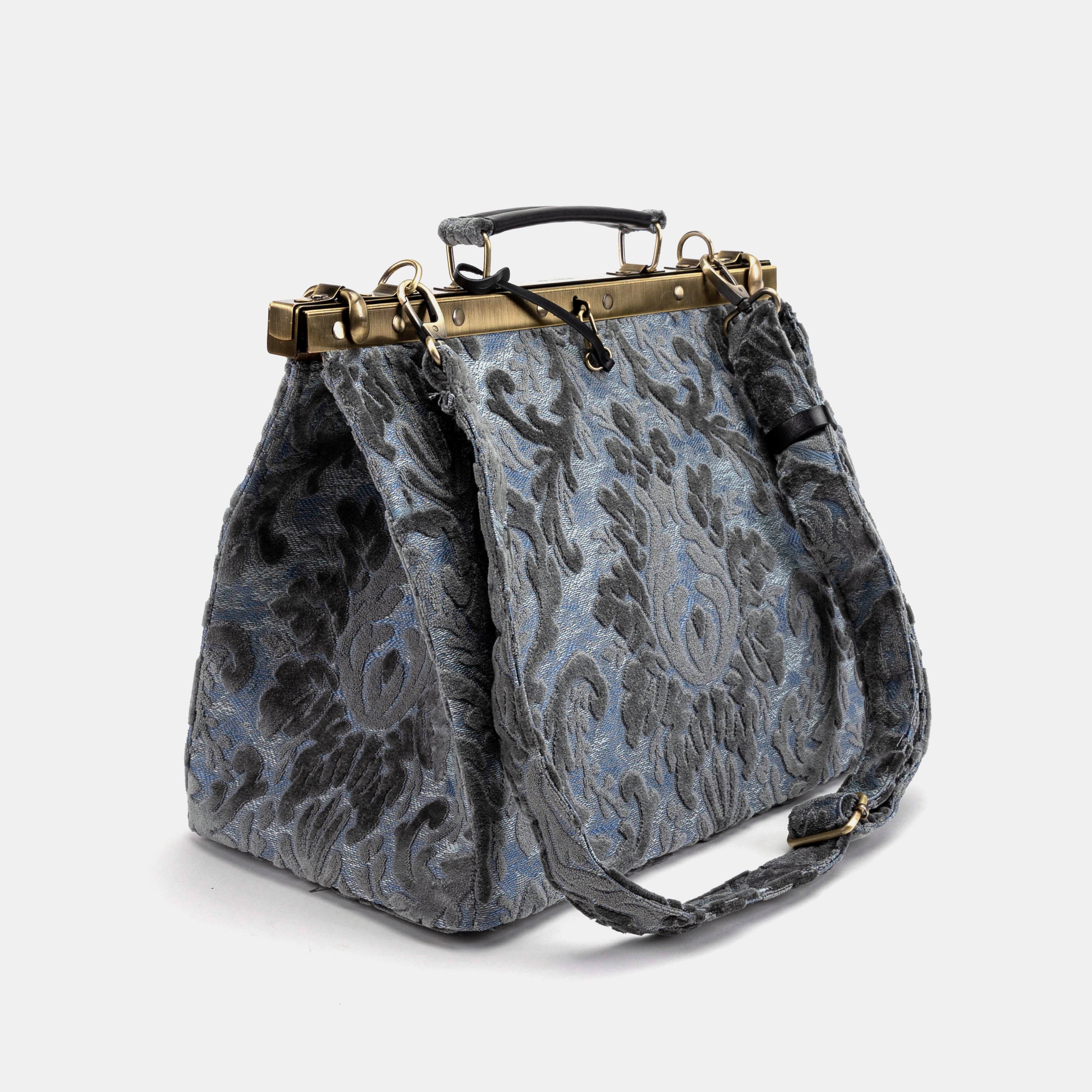 Burnout Velvet Steel Blue Celine Carpet Gladstone Bag - Image 10
