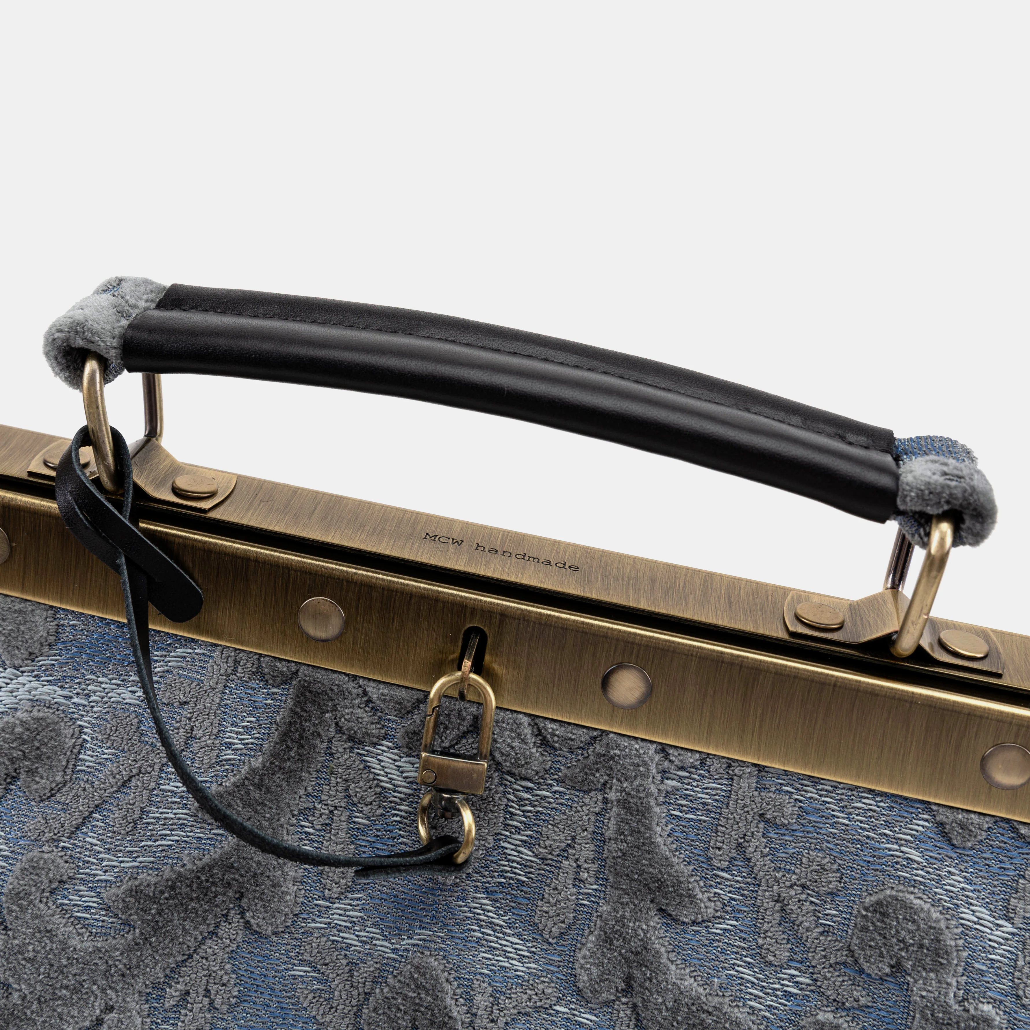Burnout Velvet Steel Blue Celine Carpet Gladstone Bag - Image 4