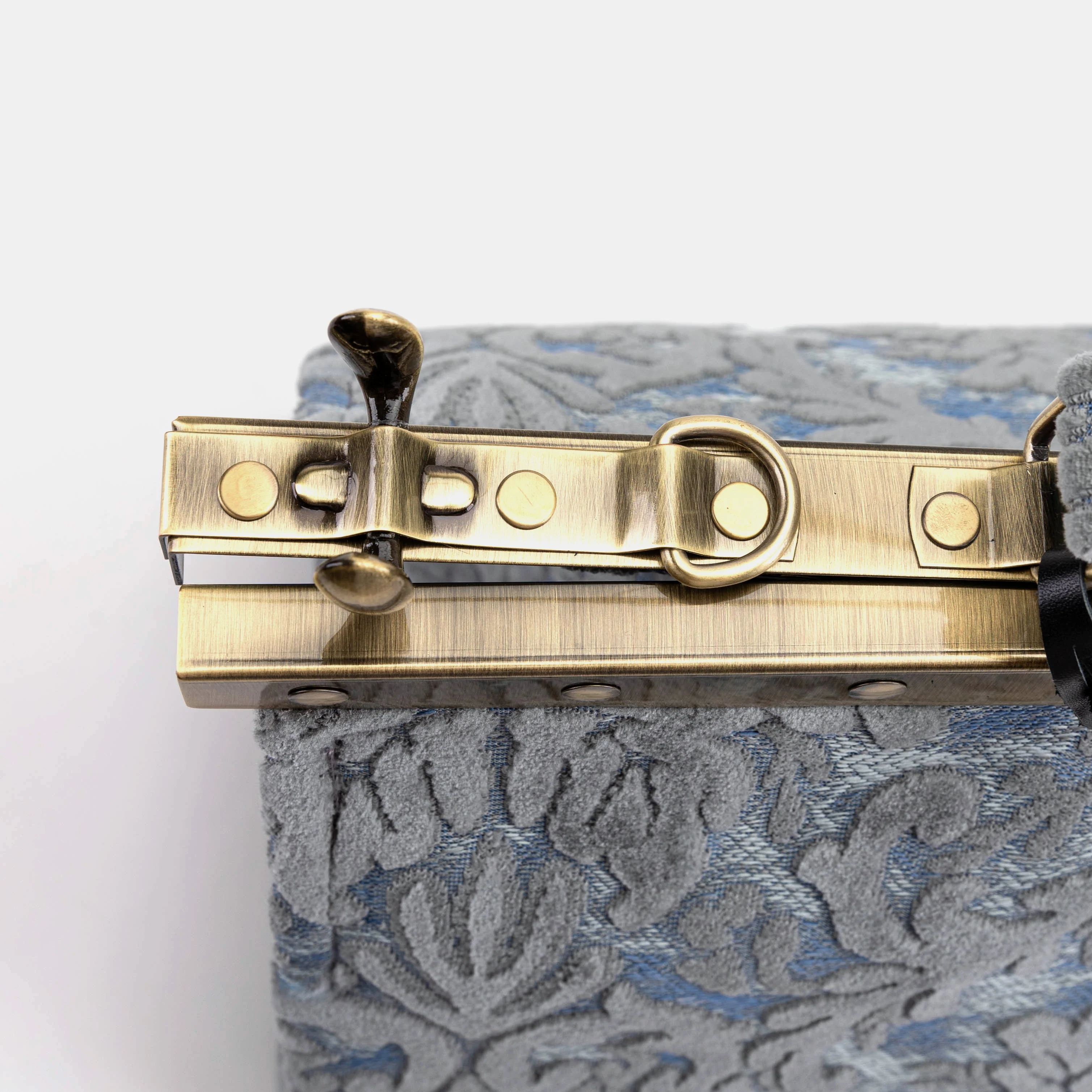Burnout Velvet Steel Blue Celine Carpet Gladstone Bag - Image 6