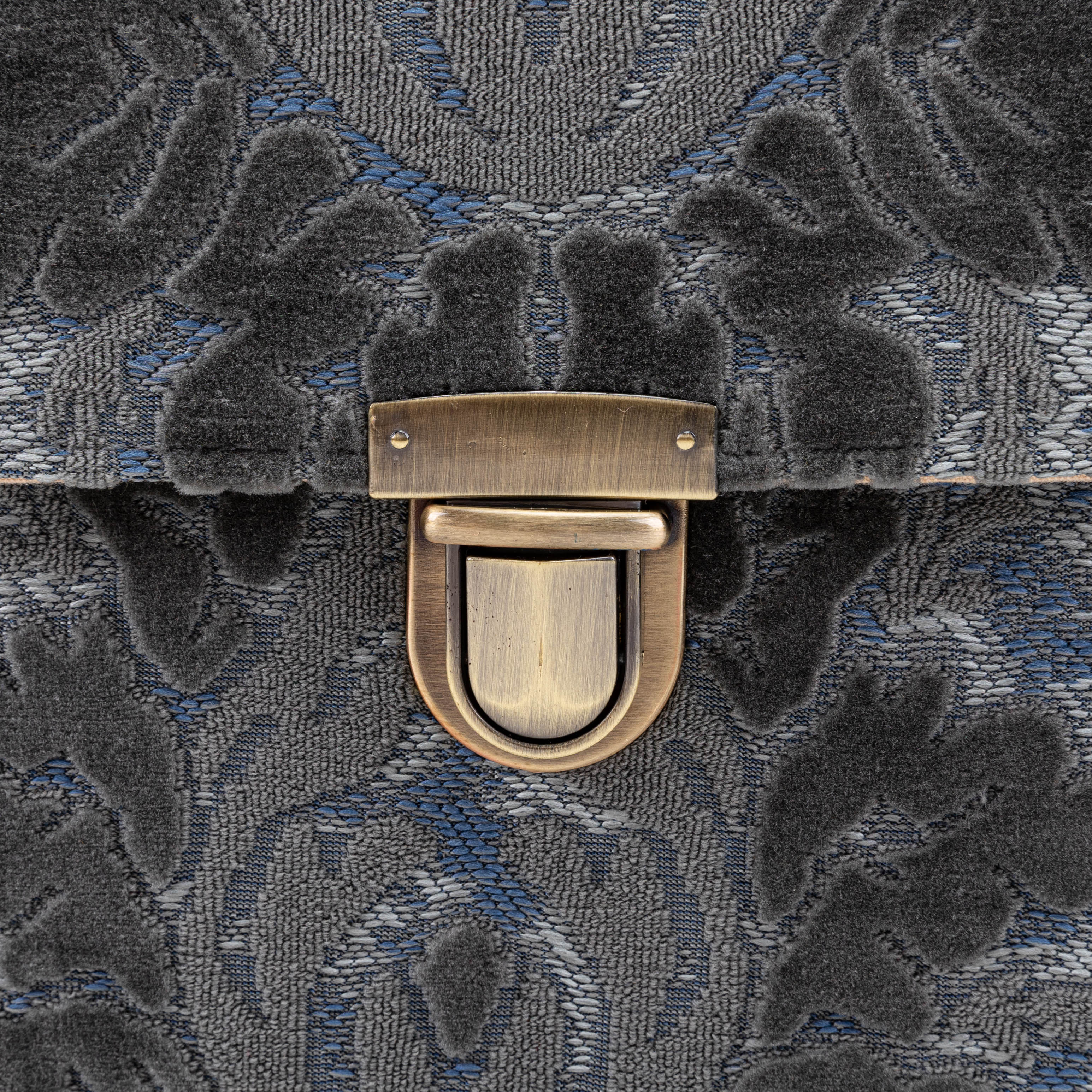 Burnout Velvet Steel Blue Clara Medium Train Case Purse - Image 10