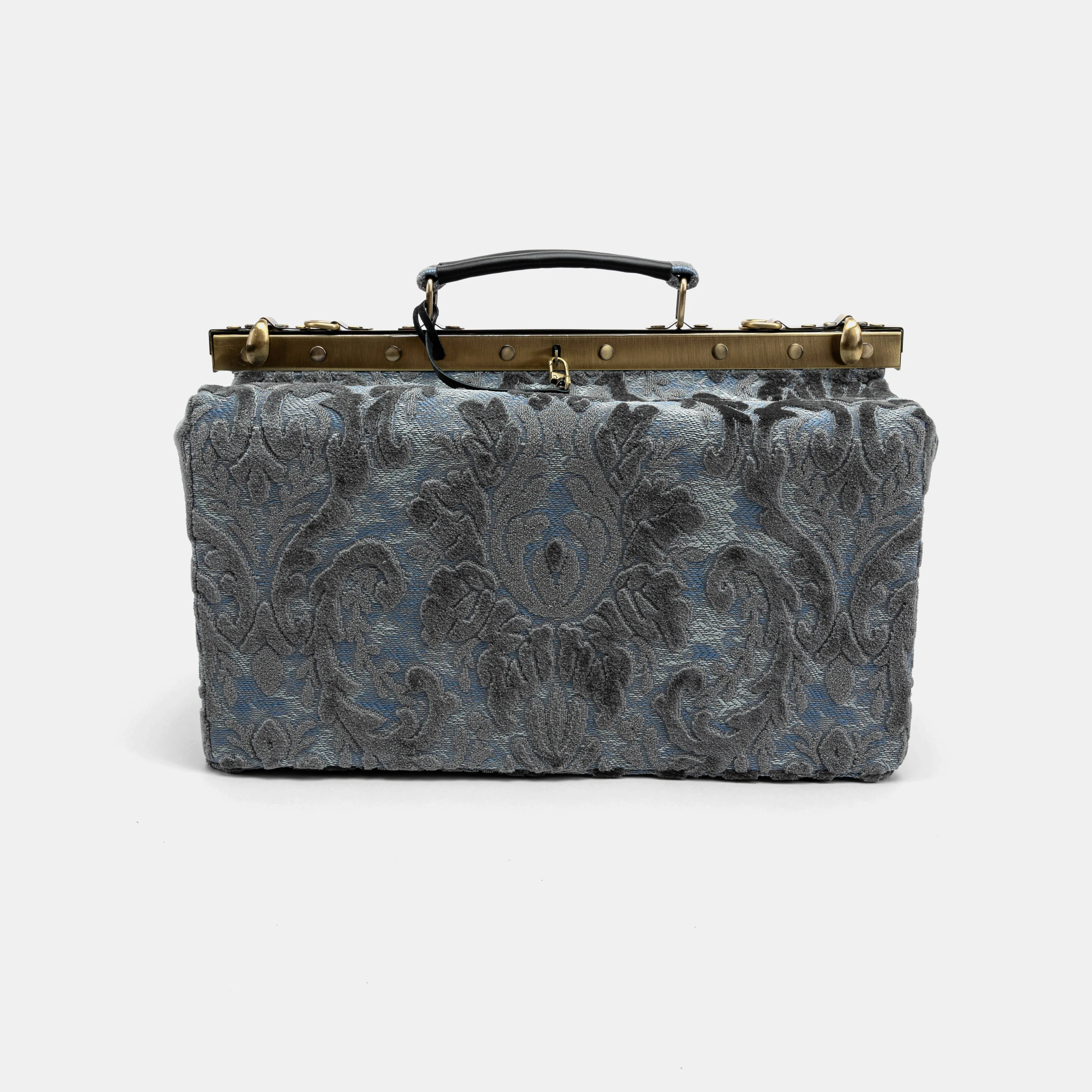 Burnout Velvet Steel Blue Genevieve Carpet Gladstone Bag - Image 2