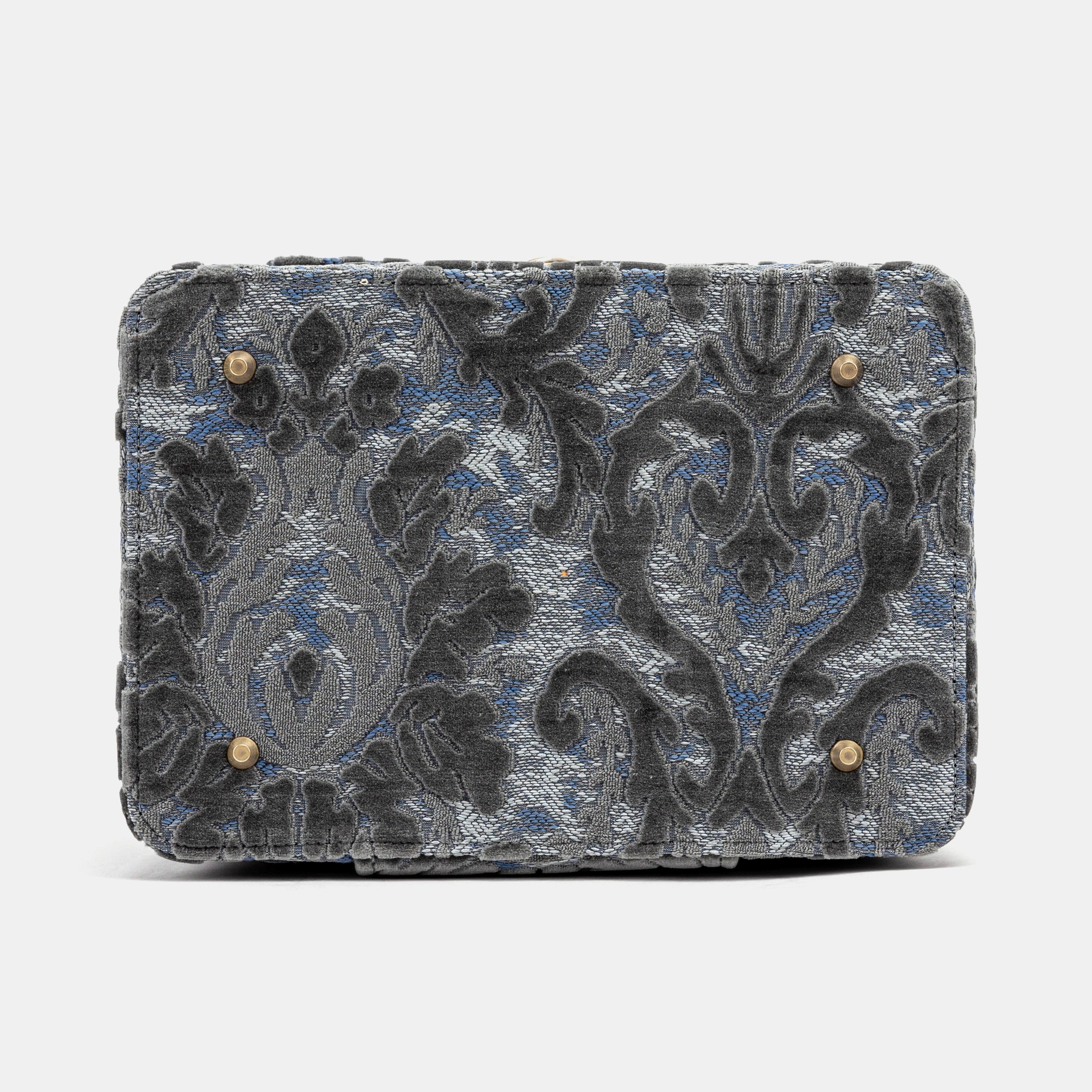 Burnout Velvet Steel Blue Josephine Large Train Case - Image 8