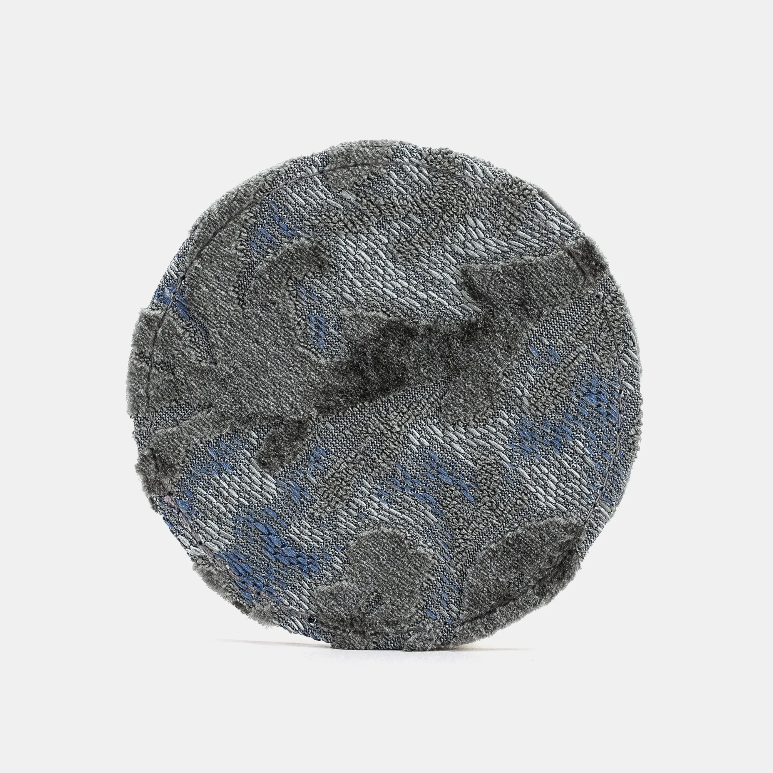 Burnout Velvet Steel Blue Round Coaster Set with Holder - Image 3