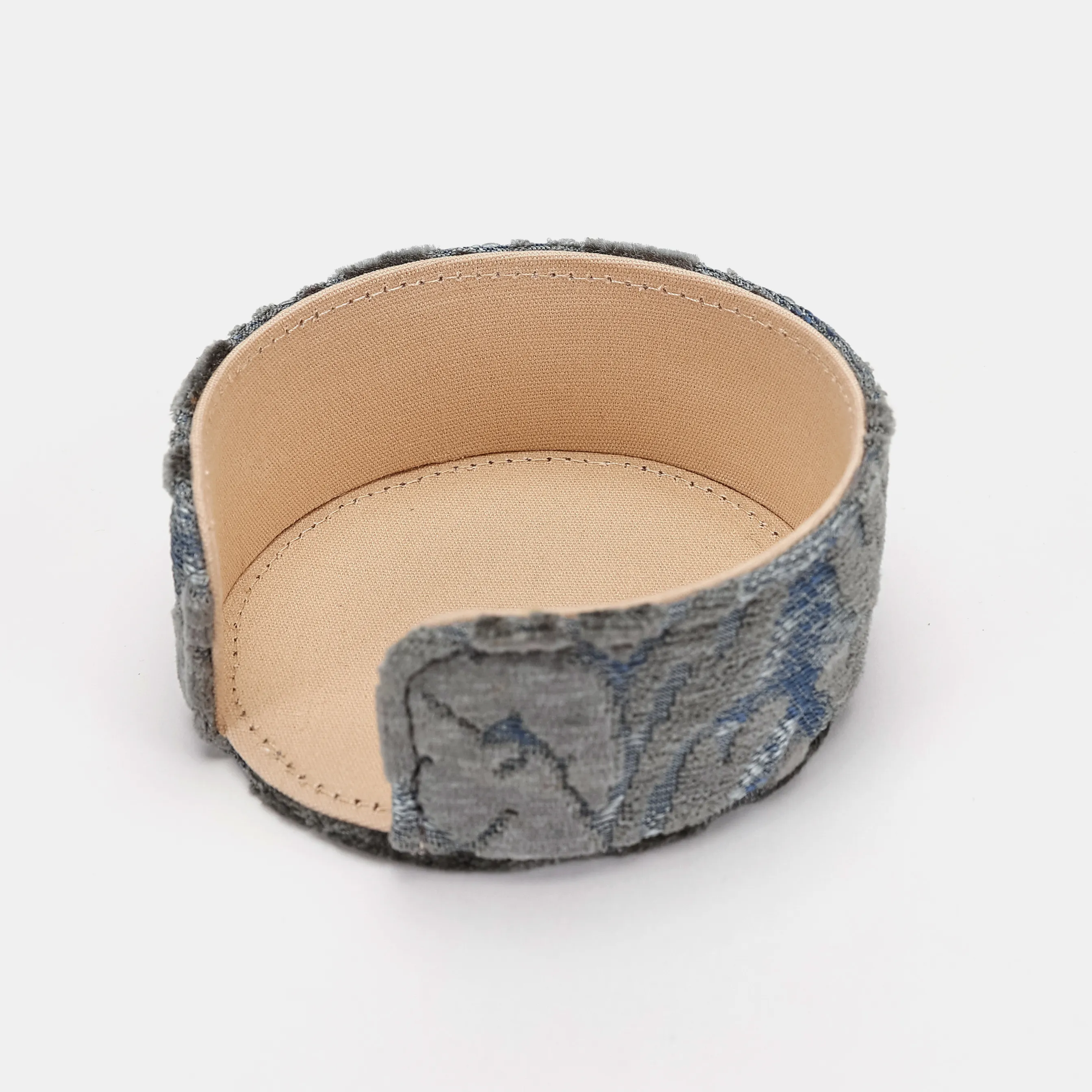 Burnout Velvet Steel Blue Round Coaster Set with Holder - Image 5