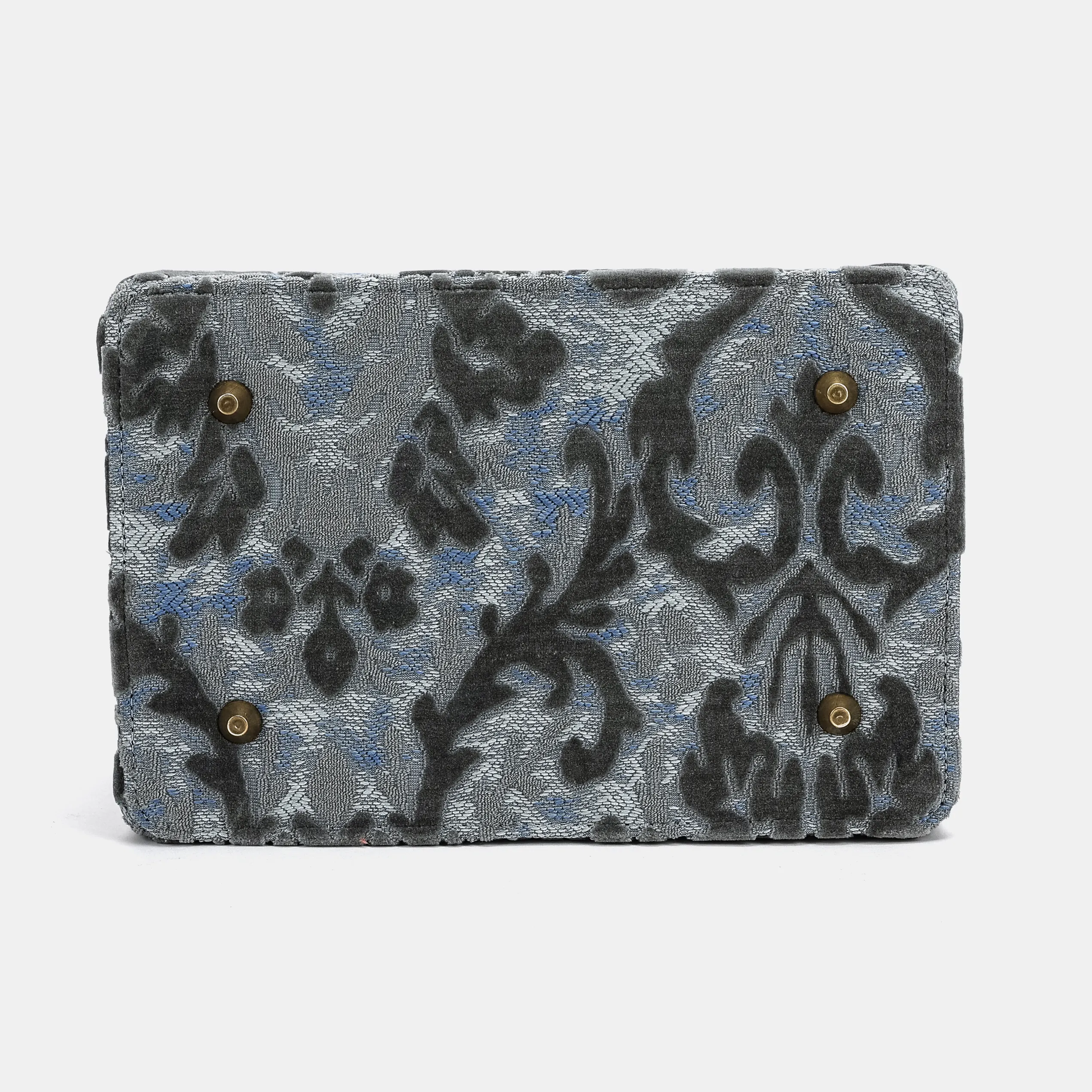 Burnout Velvet Steel Blue Vivienne Carpet Purse Gladstone Bag - Image 10