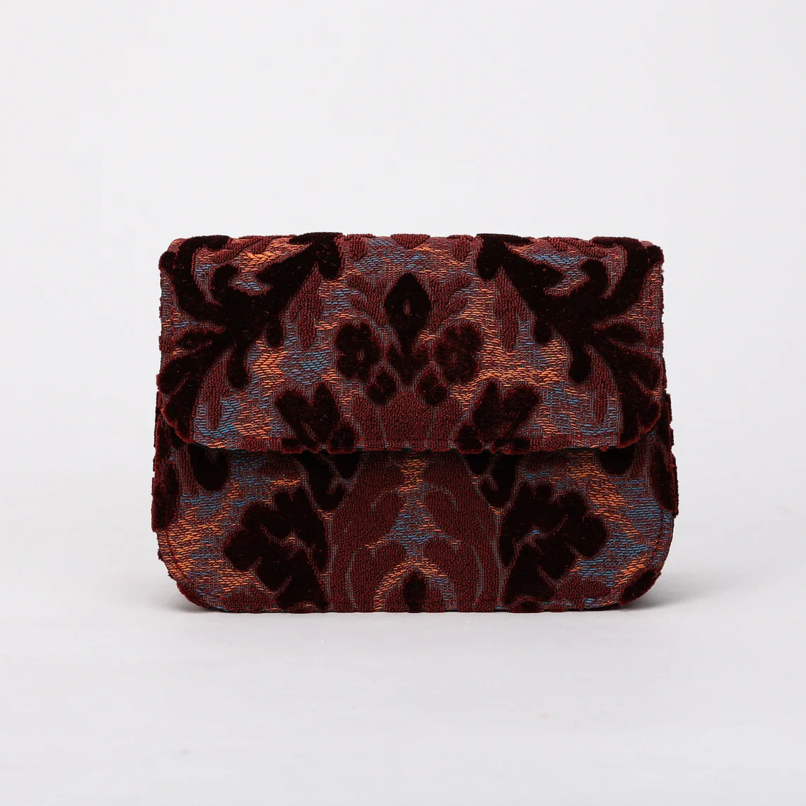 Burnout Velvet Wine Flap Crossbody Bag - Image 5