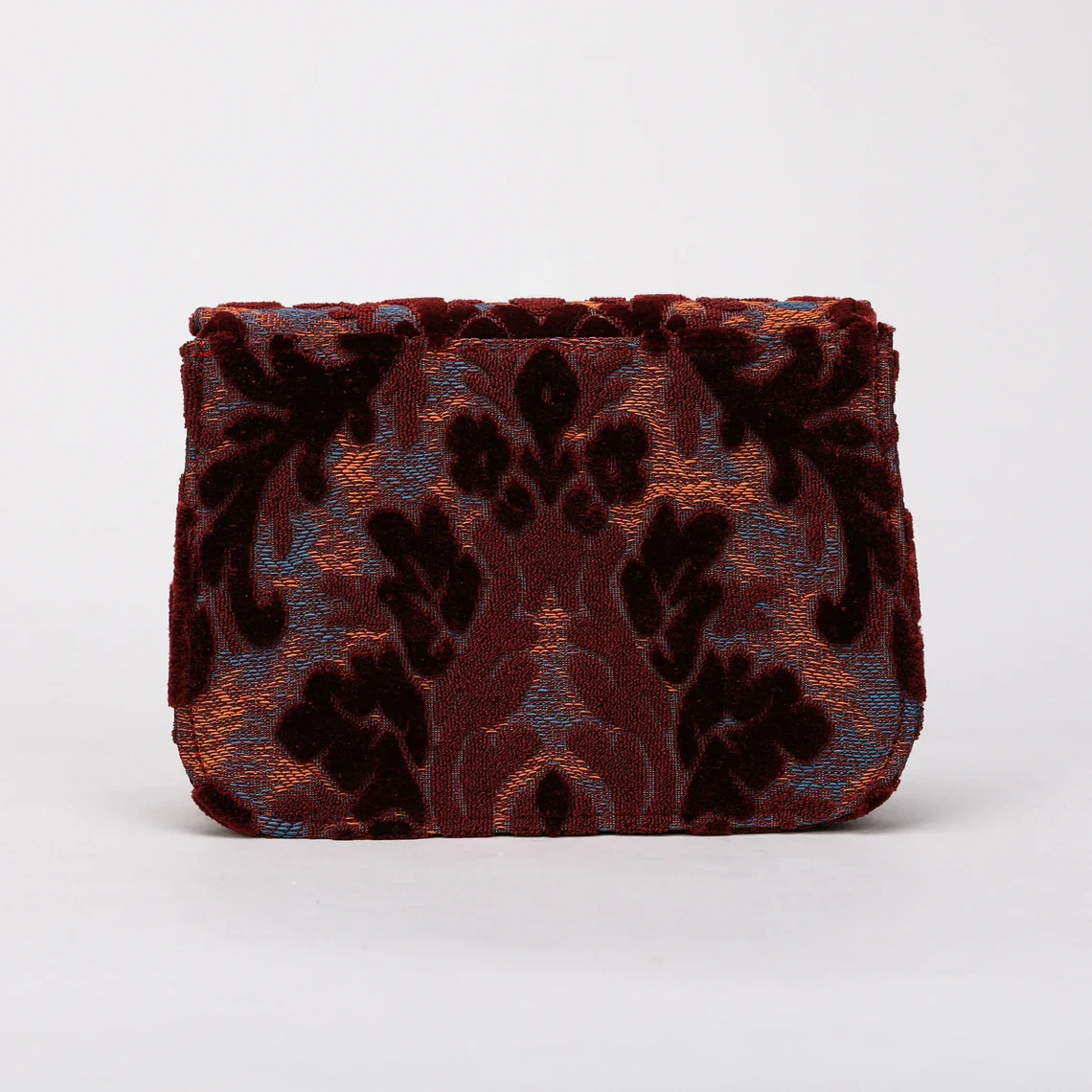 Burnout Velvet Wine Flap Crossbody Bag - Image 6