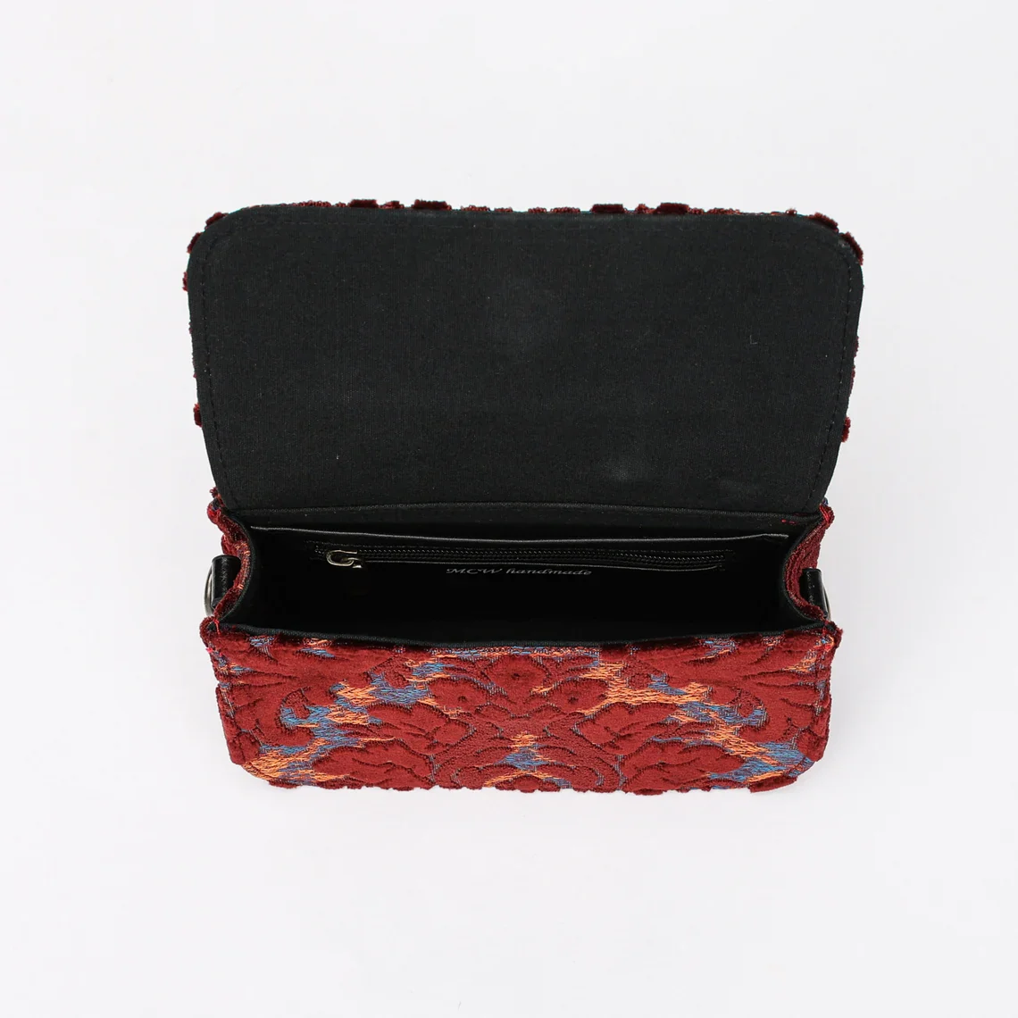 Burnout Velvet Wine Flap Crossbody Bag - Image 8