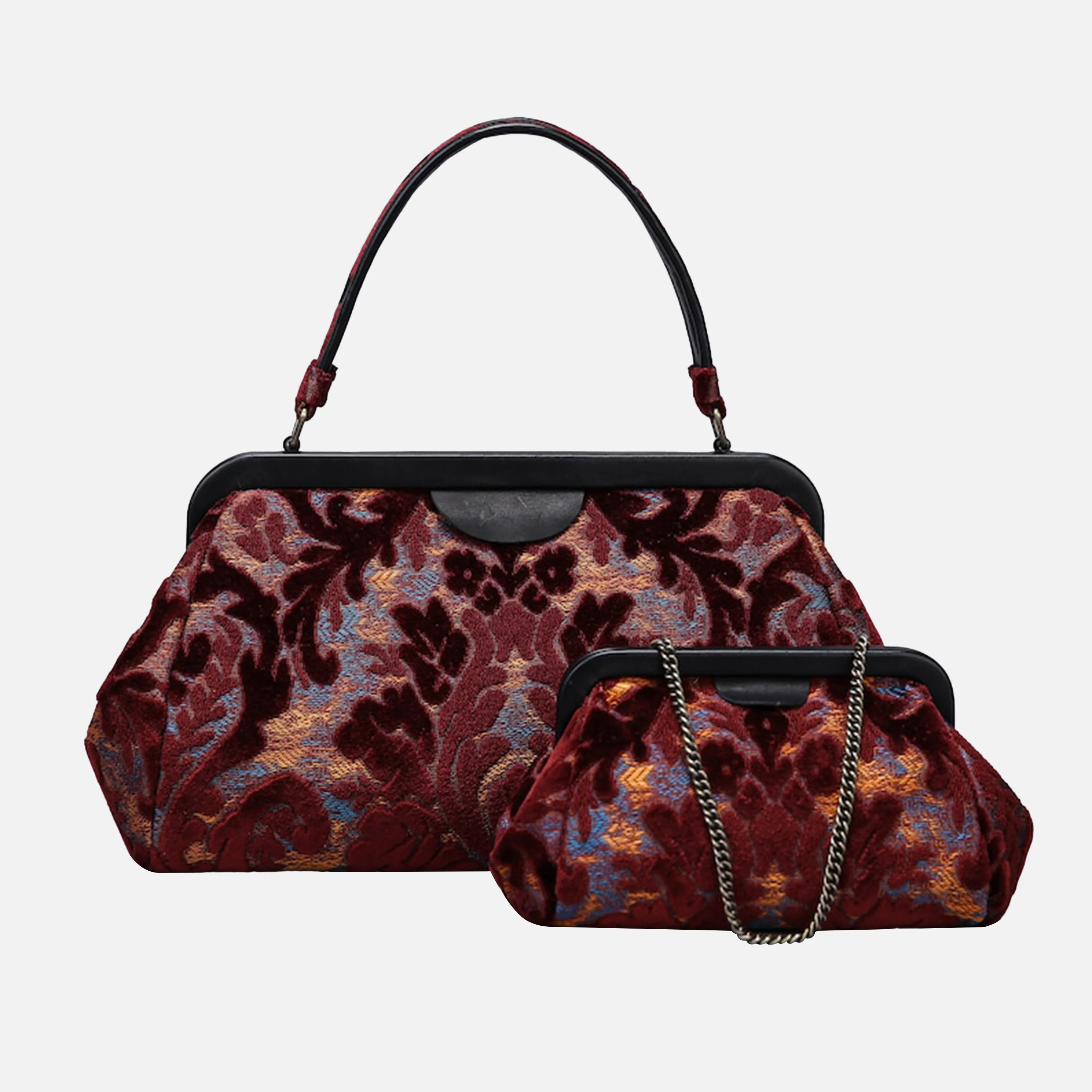 Burnout Velvet Wine Evening Bag Clutch - Image 7