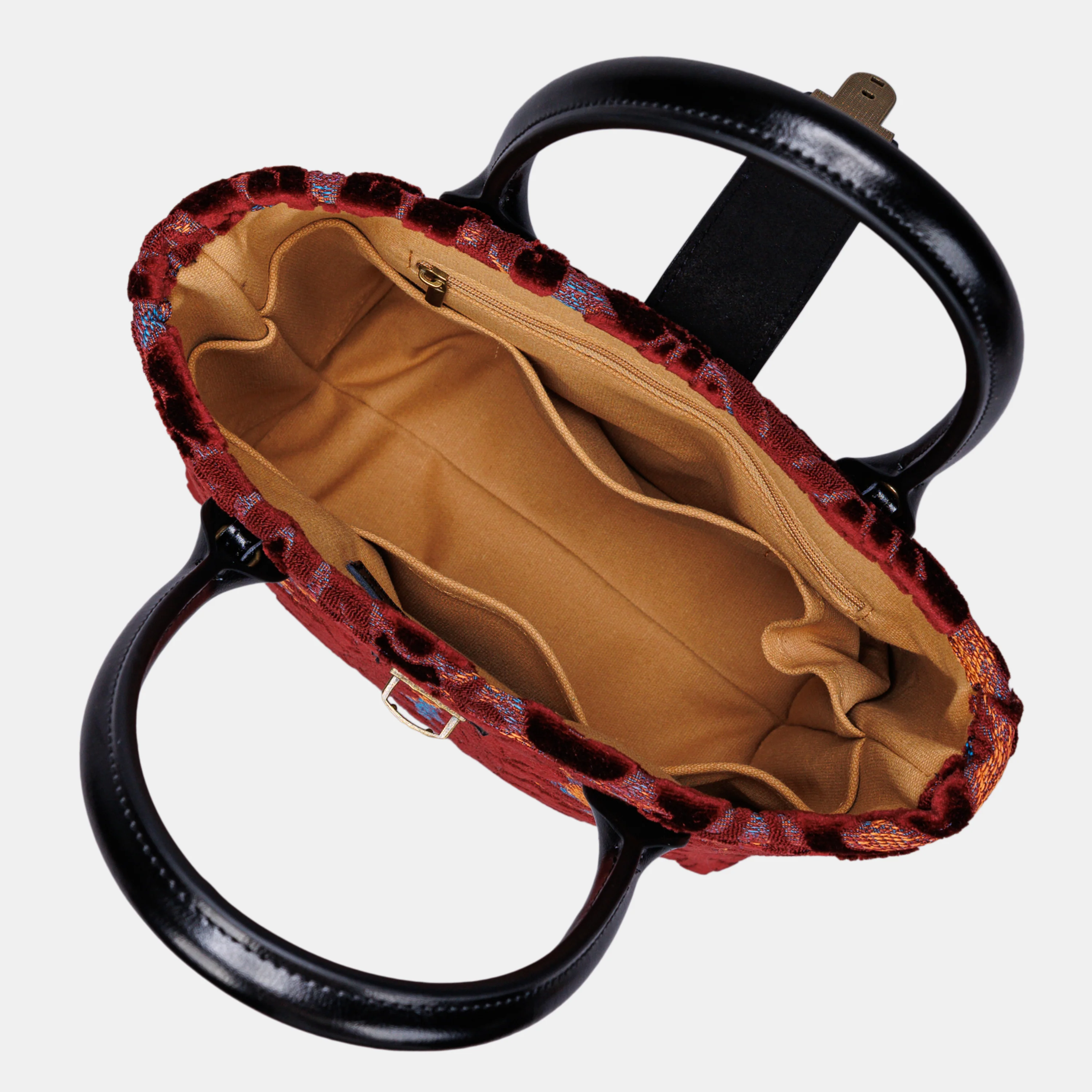 Burnout Velvet Wine Tuck Lock Carpet Satchel - Image 5