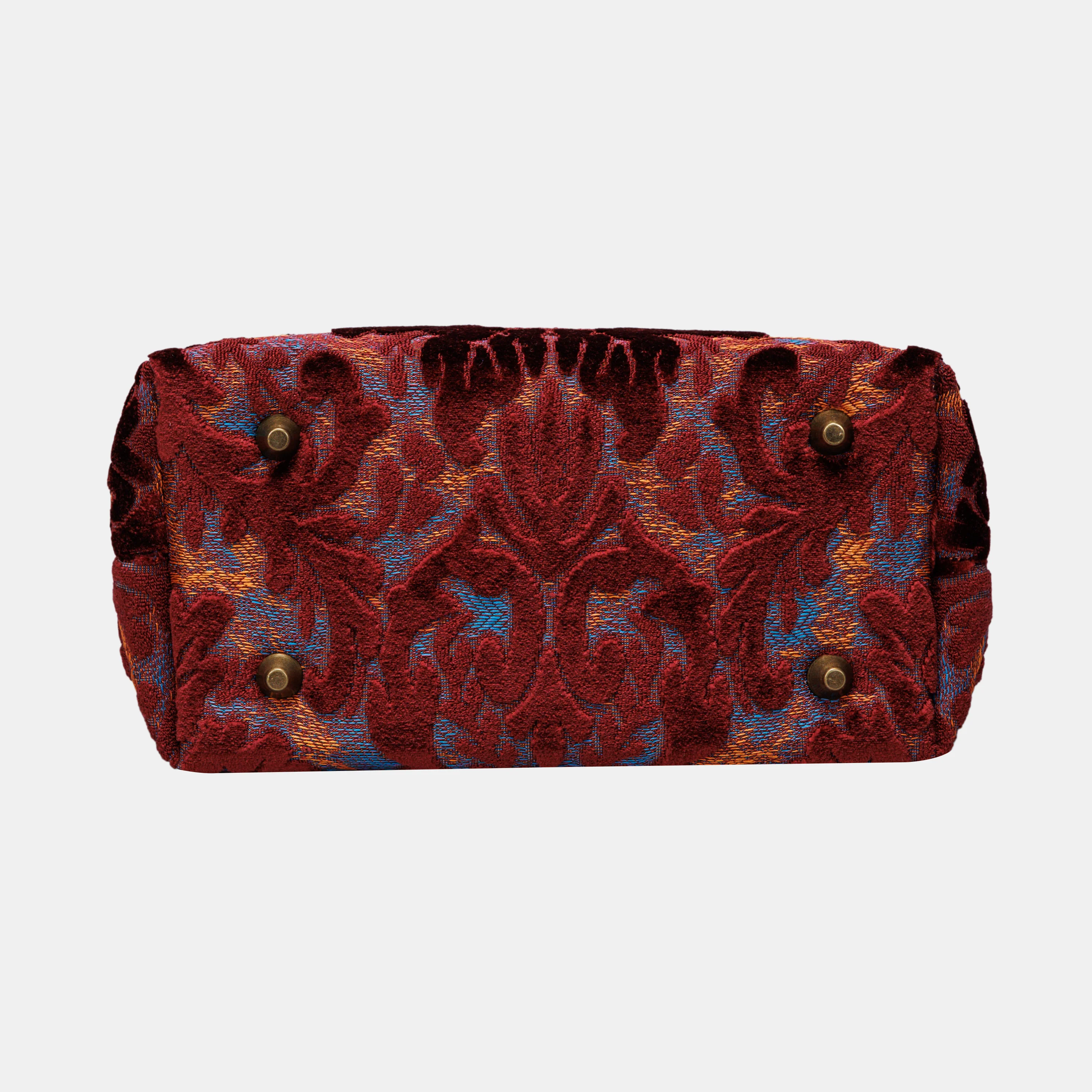 Burnout Velvet Wine Tuck Lock Carpet Satchel - Image 7