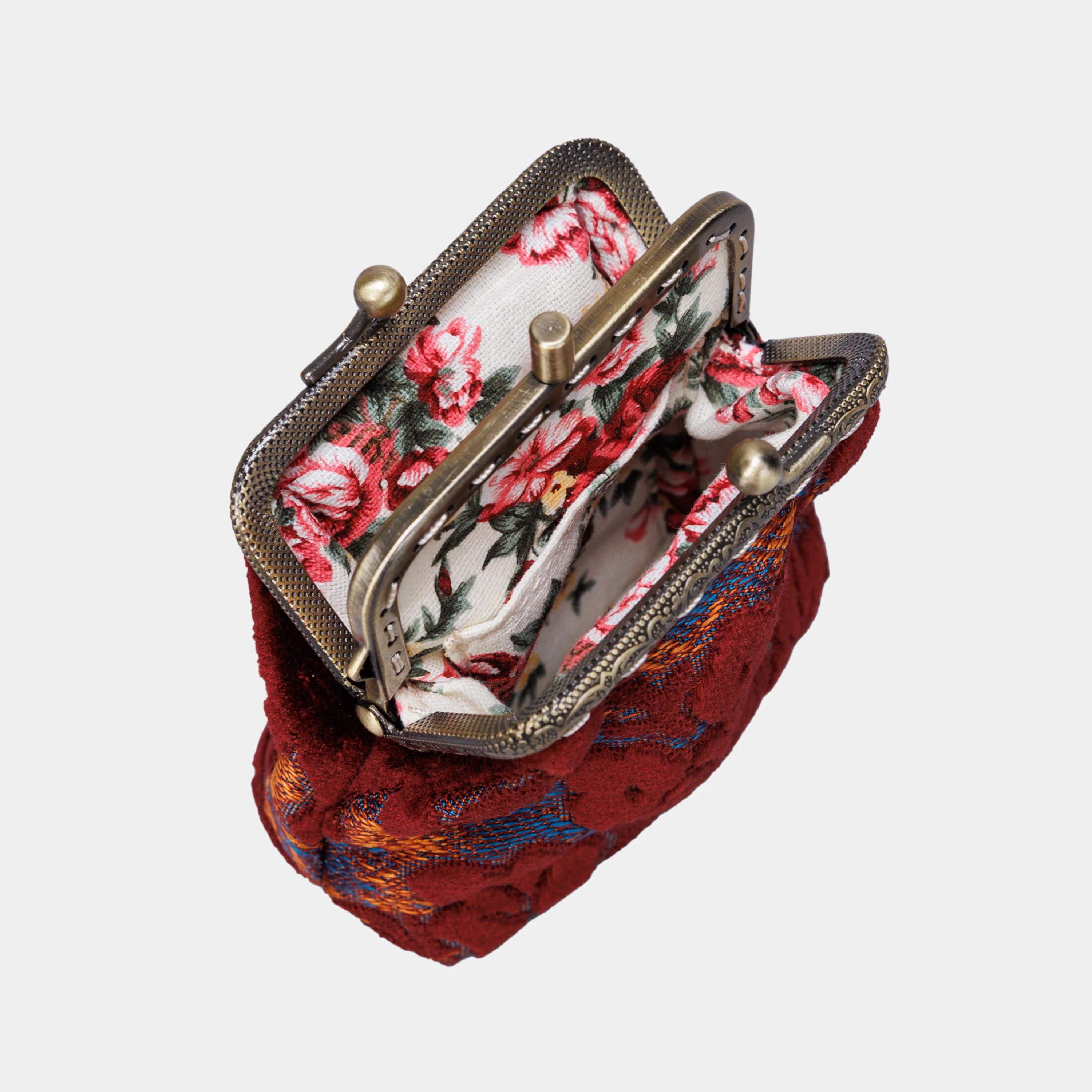Burnout Velvet Wine Double Kiss Clasp Coin Purse - Image 4