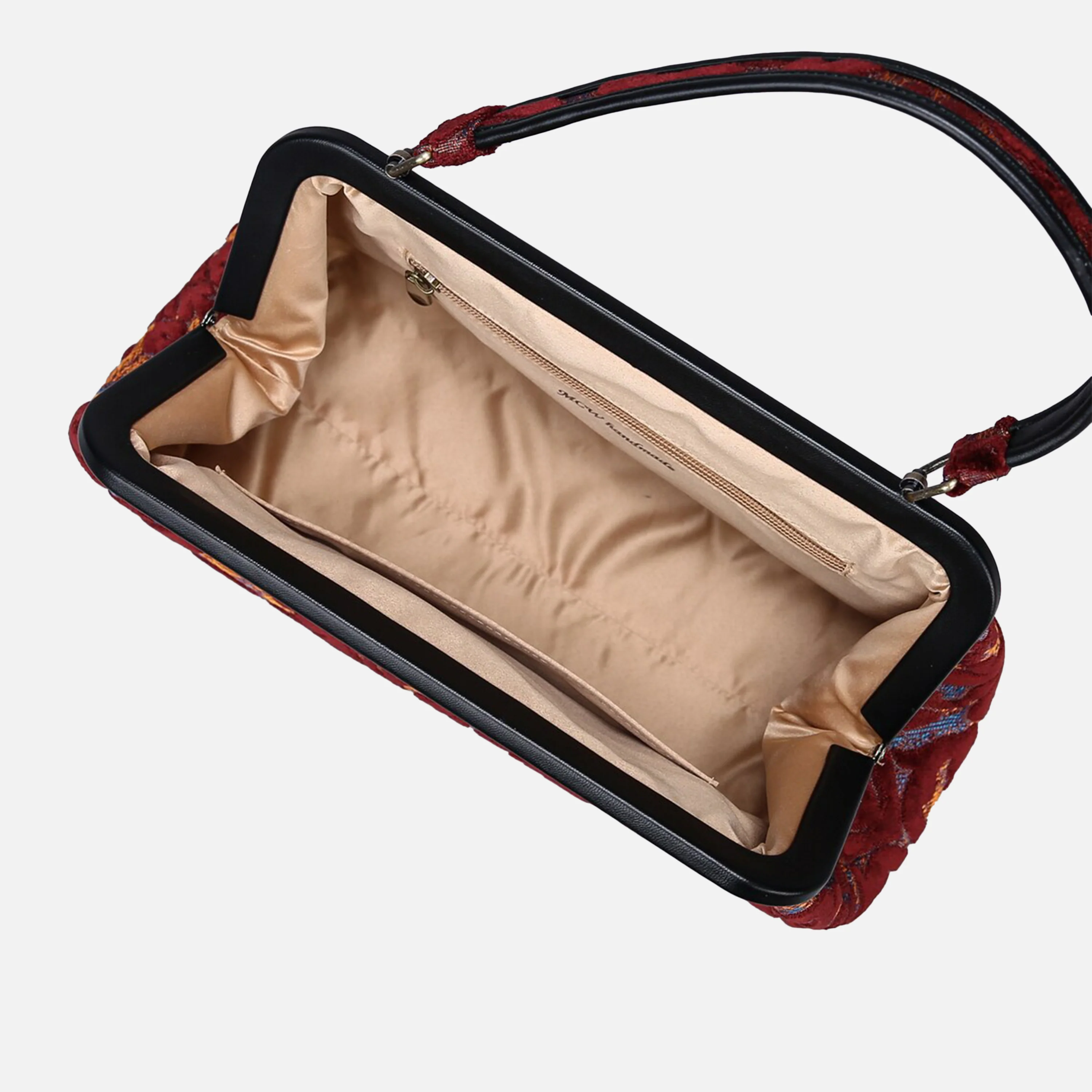 Burnout Velvet Wine Top Handle Purse - Image 6