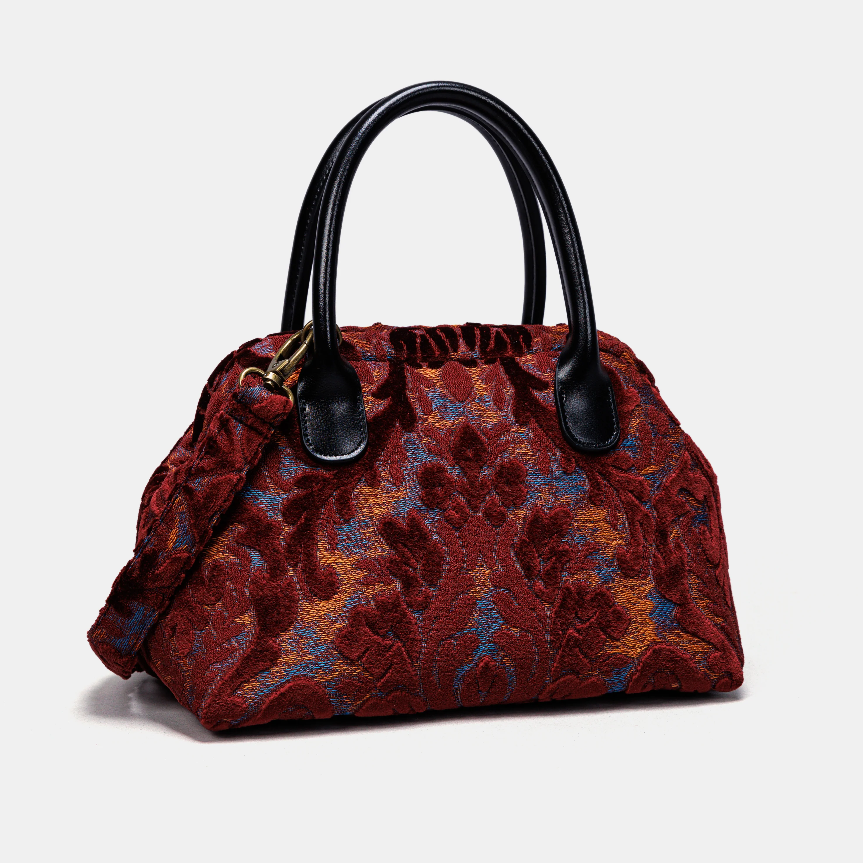 Burnout Velvet Wine Carpet Satchel - Image 3
