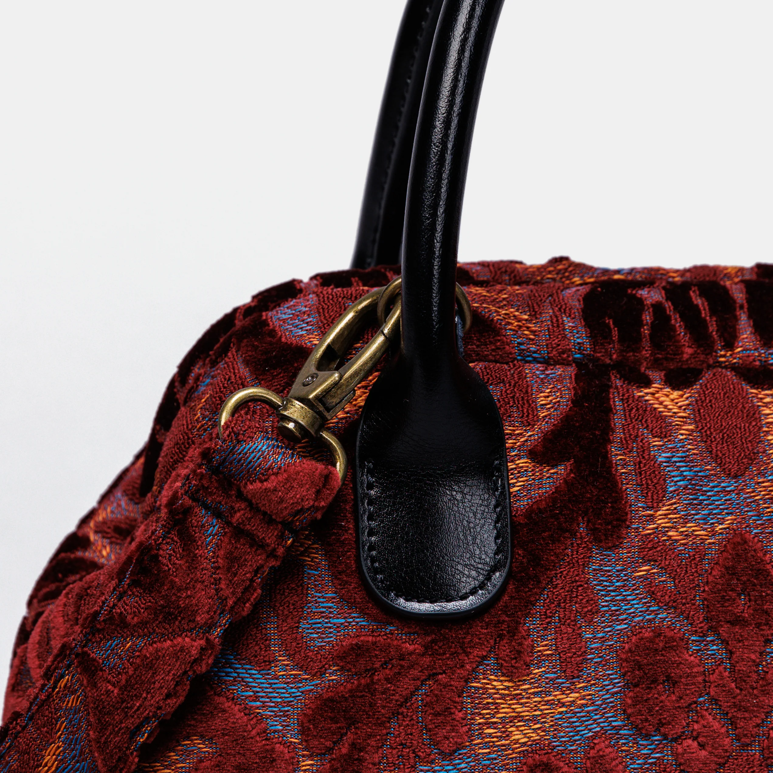 Burnout Velvet Wine Carpet Satchel - Image 4