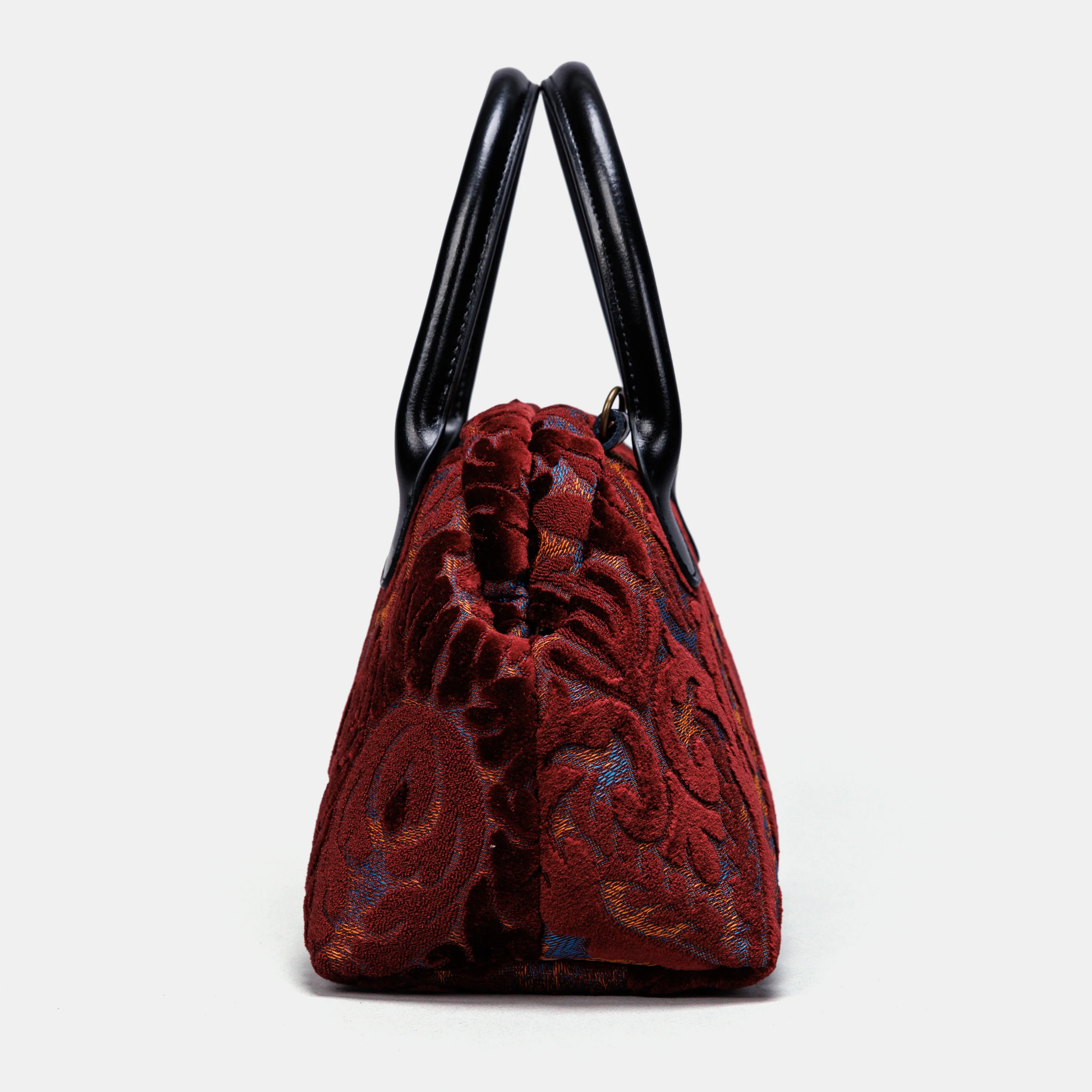 Burnout Velvet Wine Carpet Satchel - Image 5