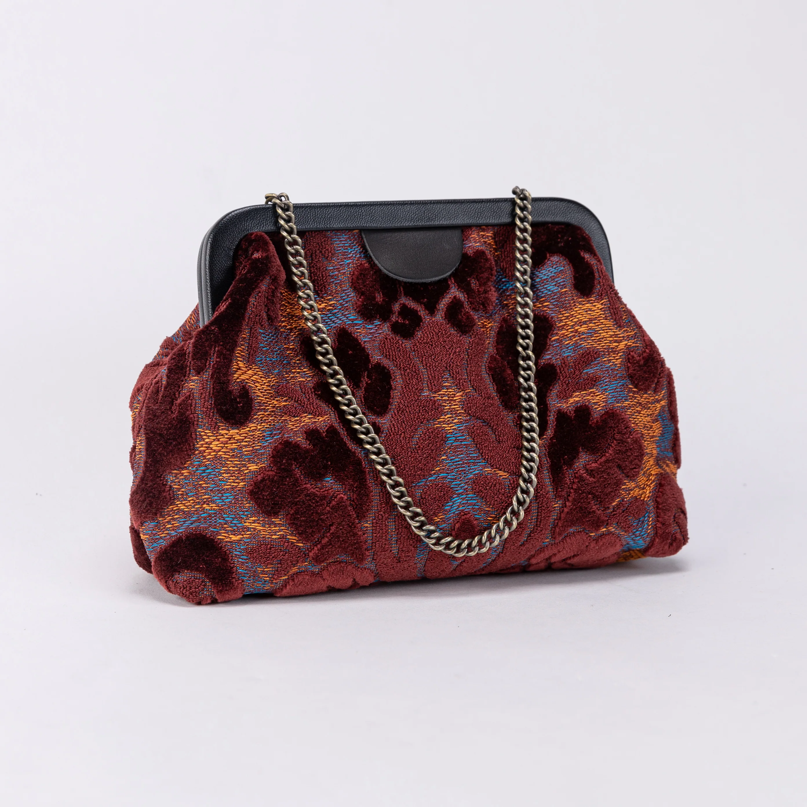 Burnout Velvet Wine Alma Clutch