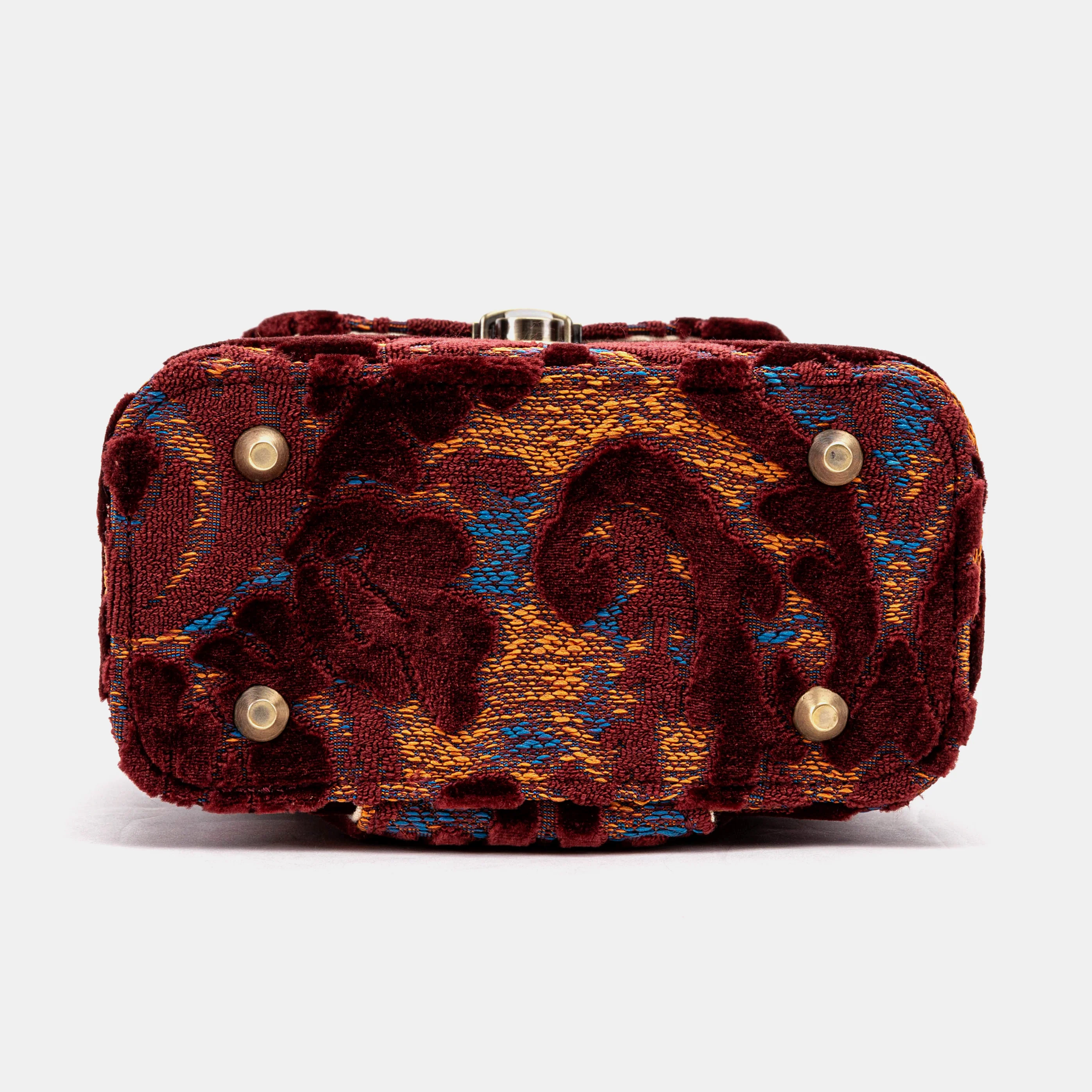 Burnout Velvet Wine Emma Small Train Case Crossbody - Image 10
