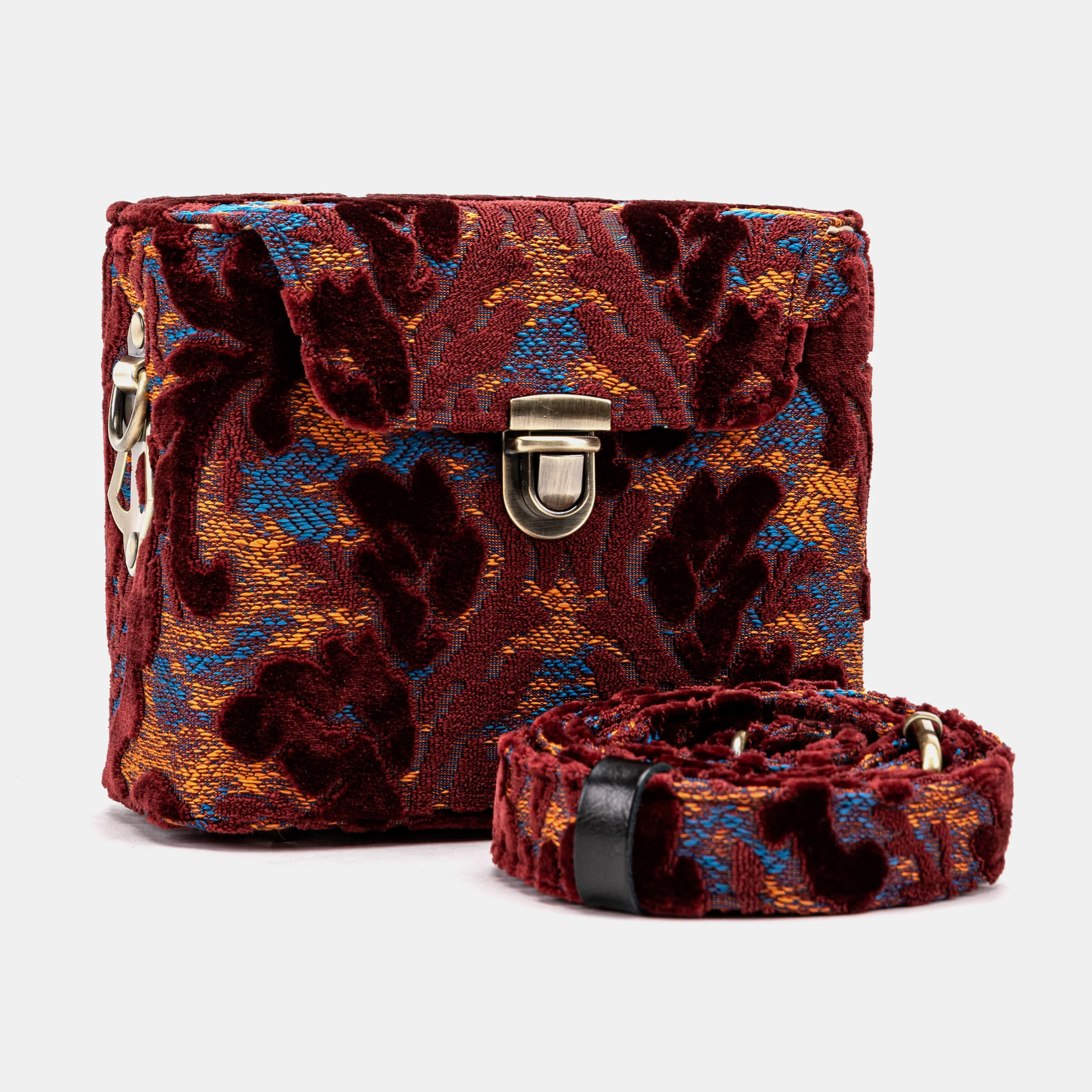 Burnout Velvet Wine Emma Small Train Case Crossbody - Image 2