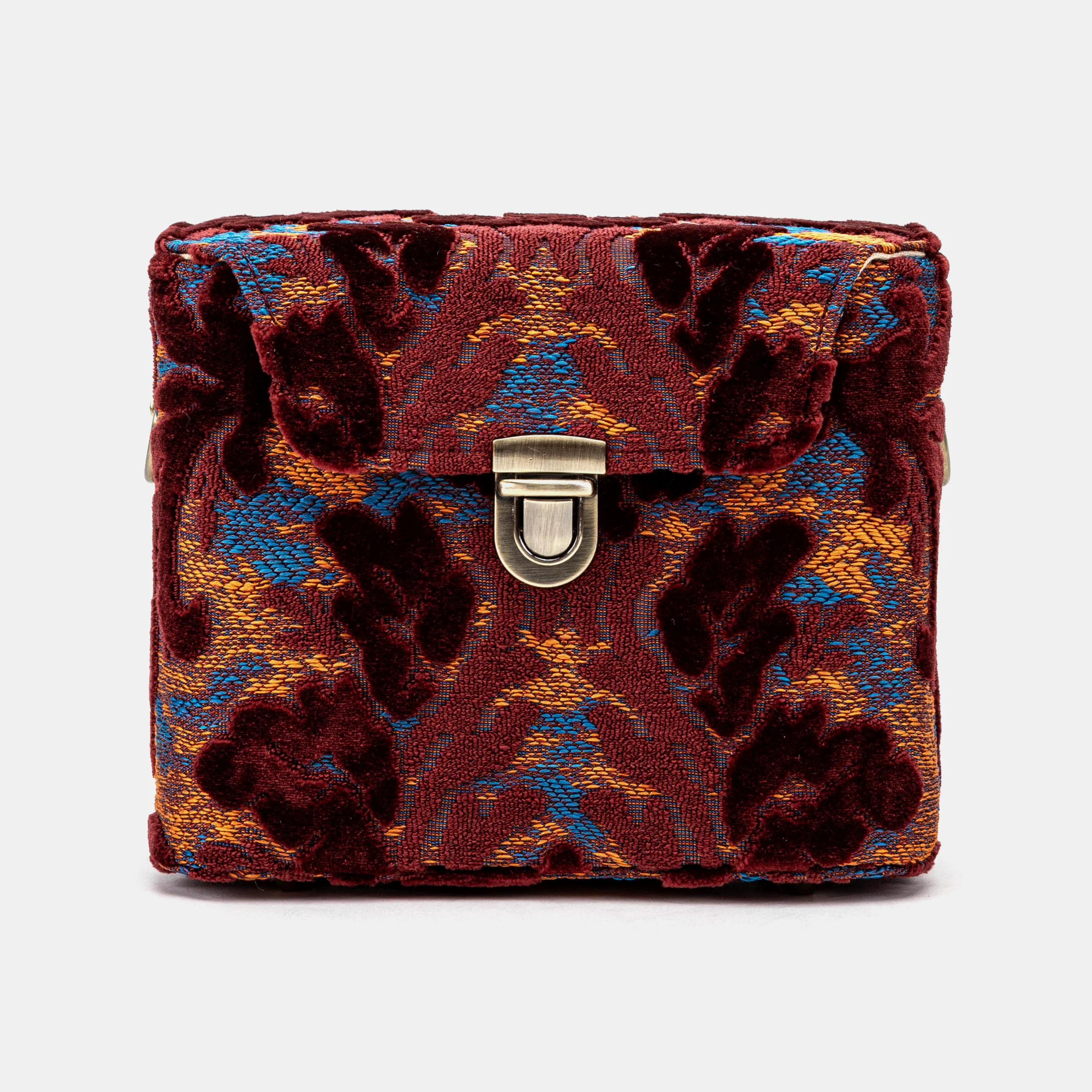 Burnout Velvet Wine Emma Small Train Case Crossbody - Image 3