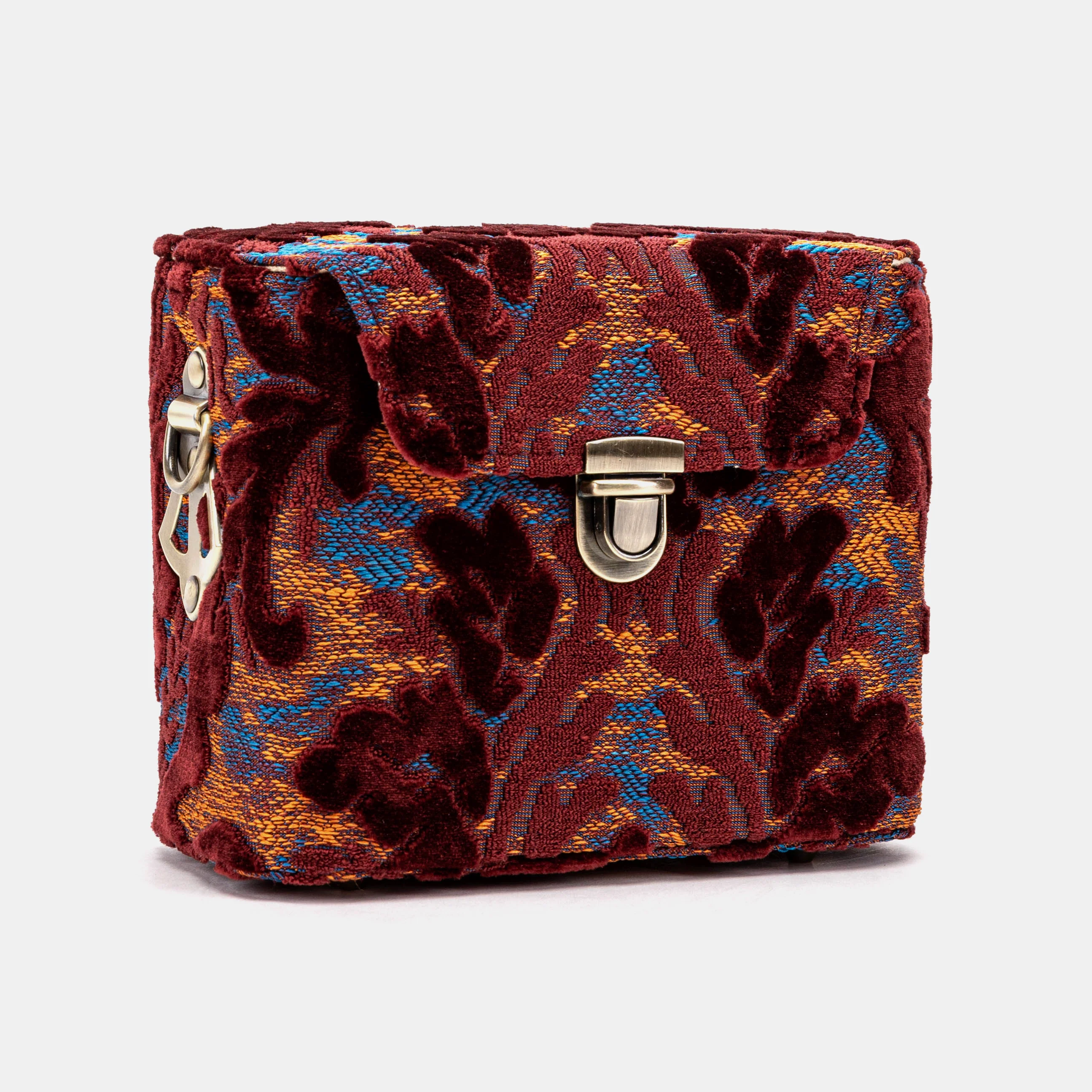 Burnout Velvet Wine Emma Small Train Case Crossbody - Image 4