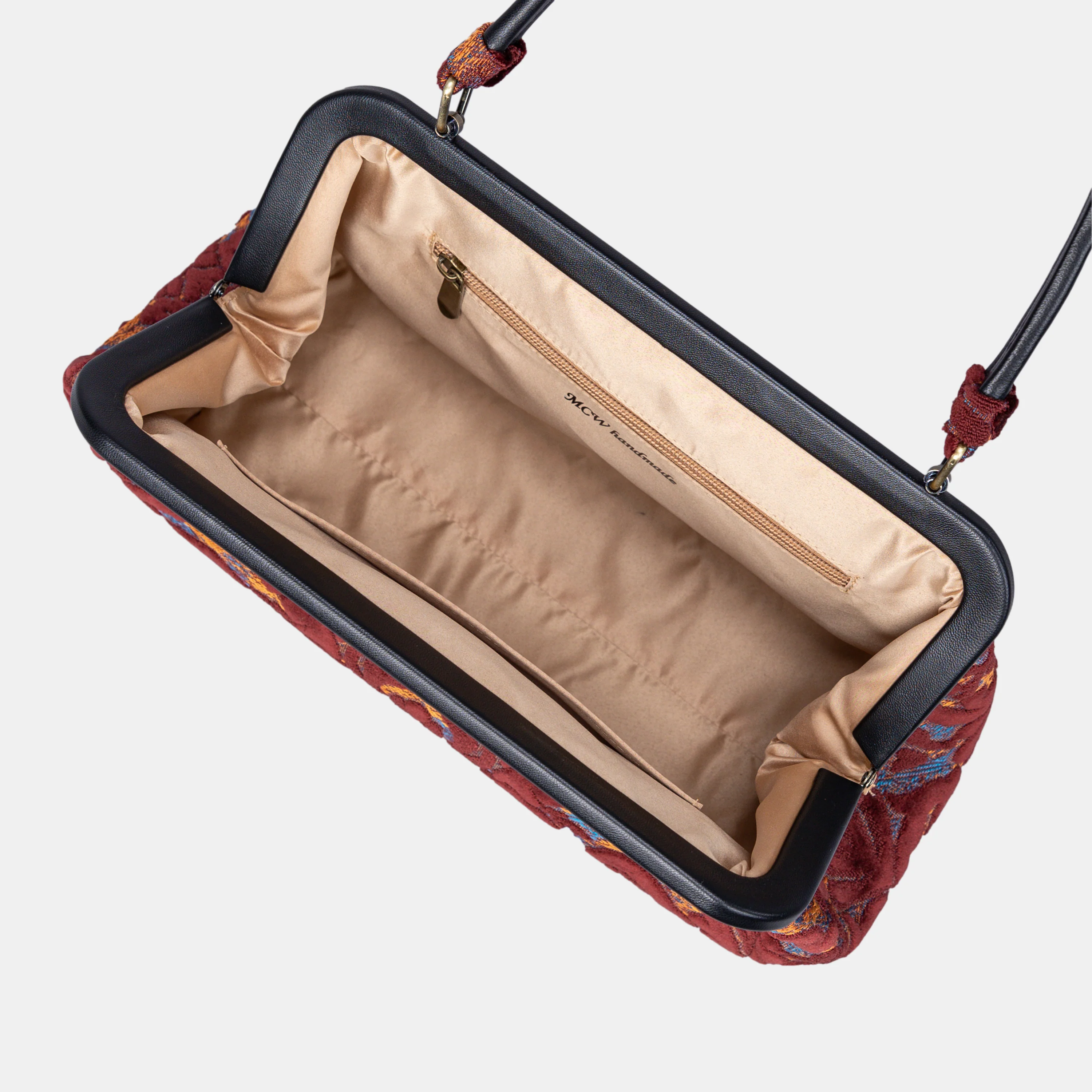 Burnout Velvet Wine Shoulder Bag - Image 7