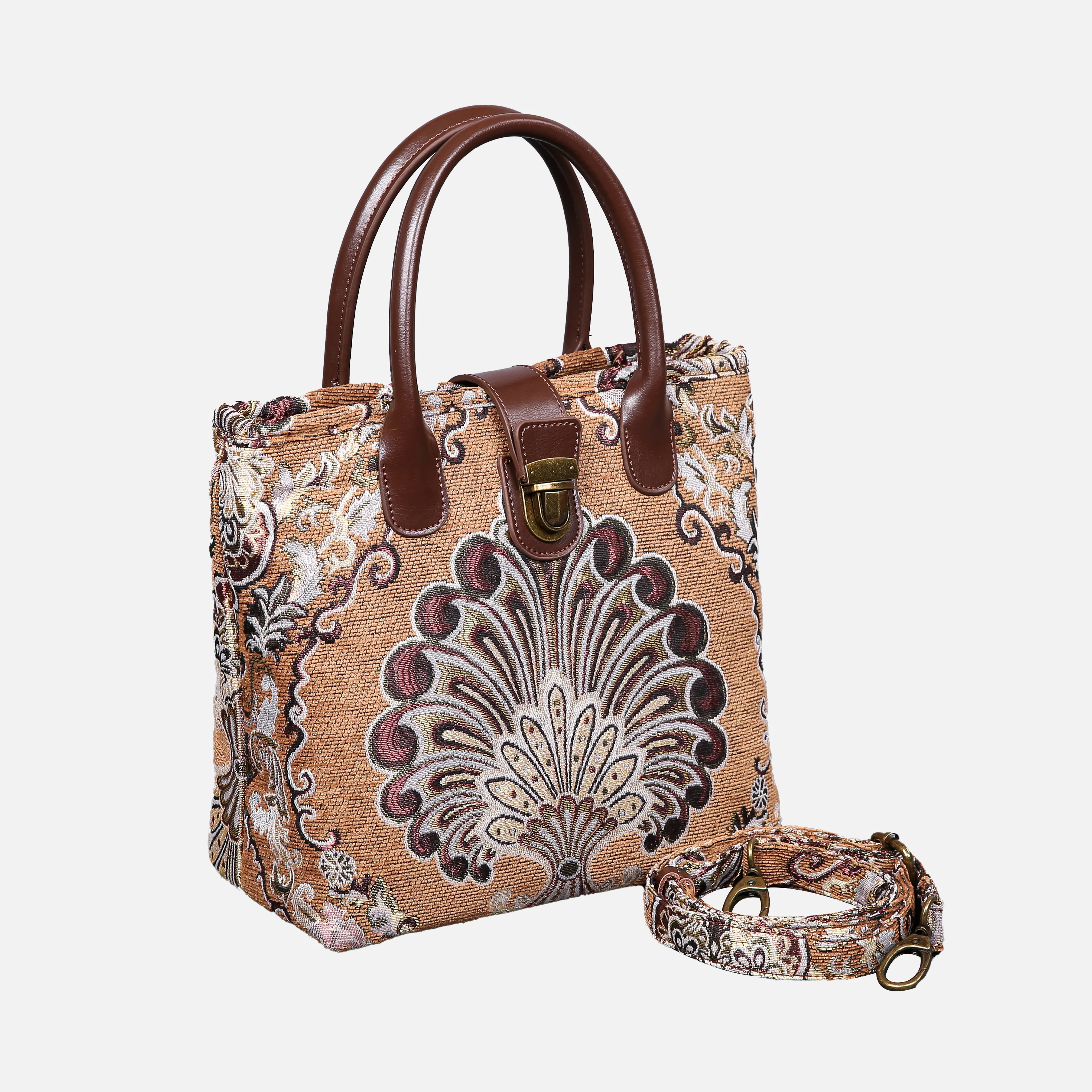 Chateau Nostalgia Brown Tuck Lock Carpet Satchel - Image 2