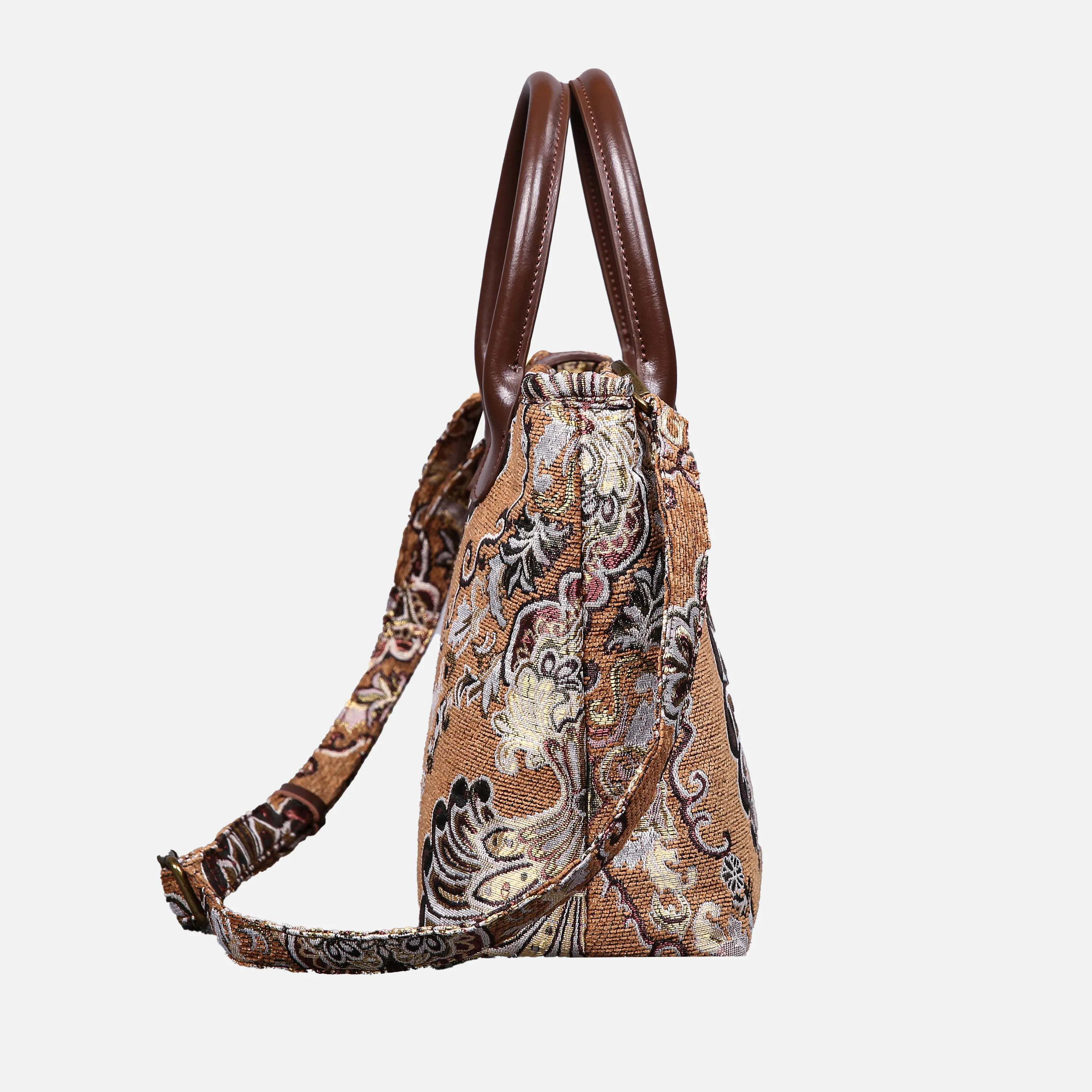 Chateau Nostalgia Brown Tuck Lock Carpet Satchel - Image 3