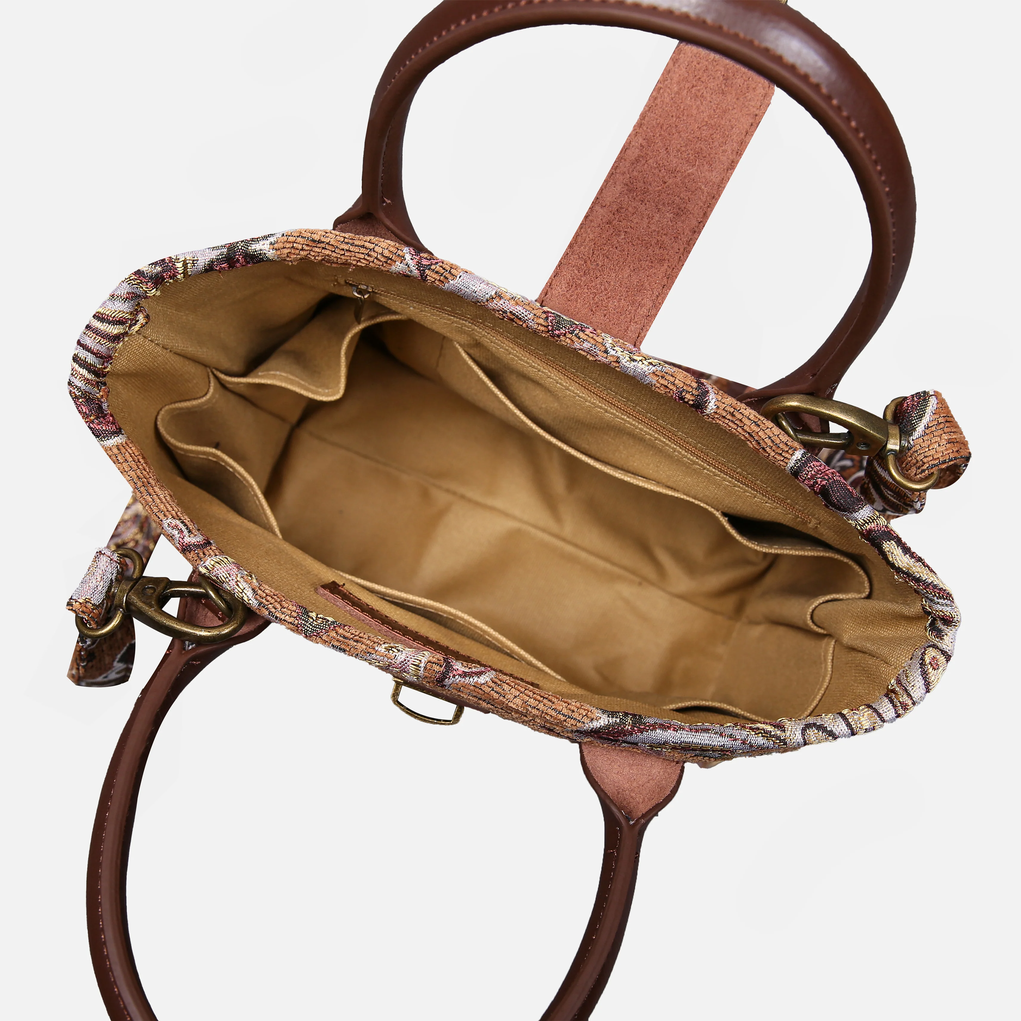 Chateau Nostalgia Brown Tuck Lock Carpet Satchel - Image 5