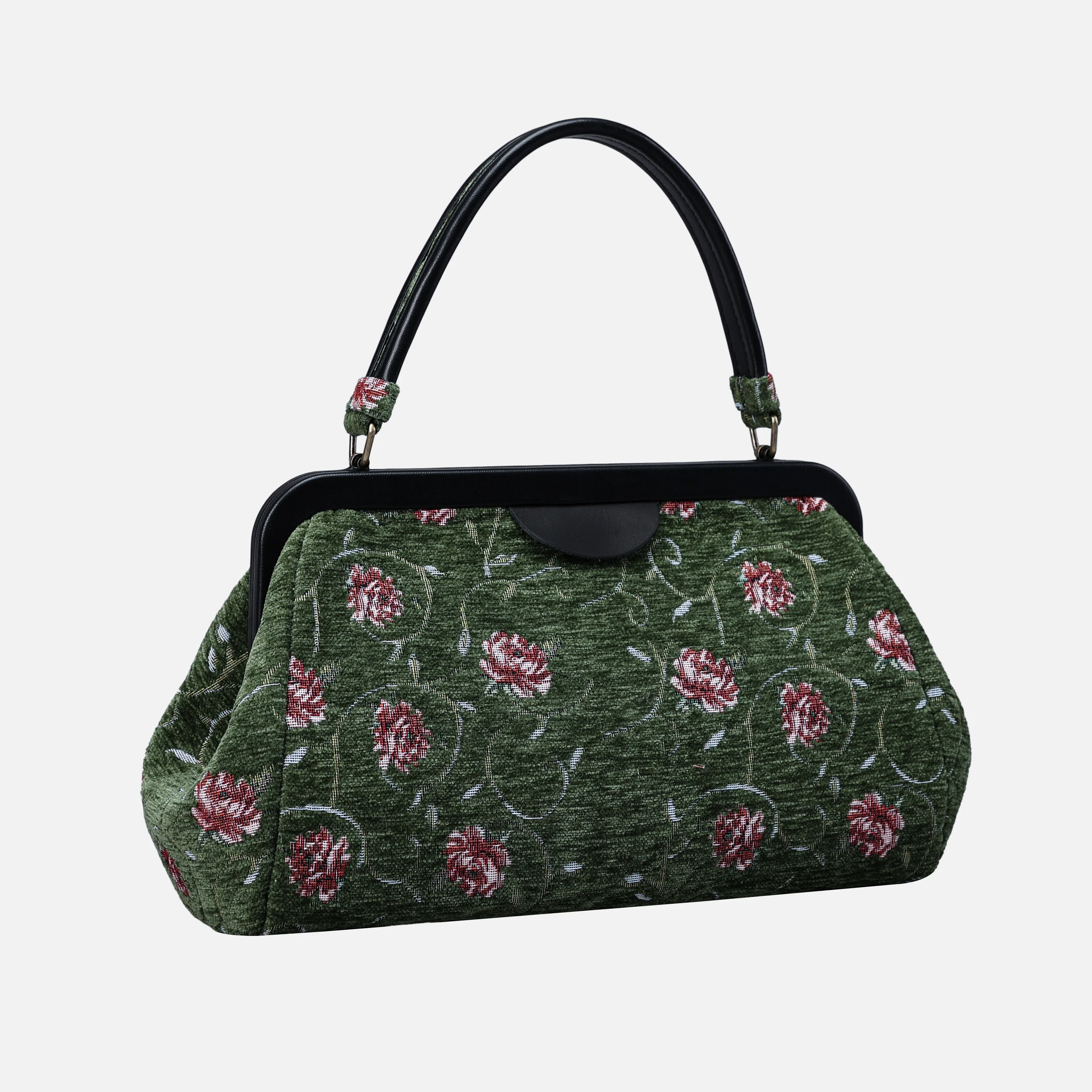 Climbing Rose Arugula Green Top Handle Purse - Image 2
