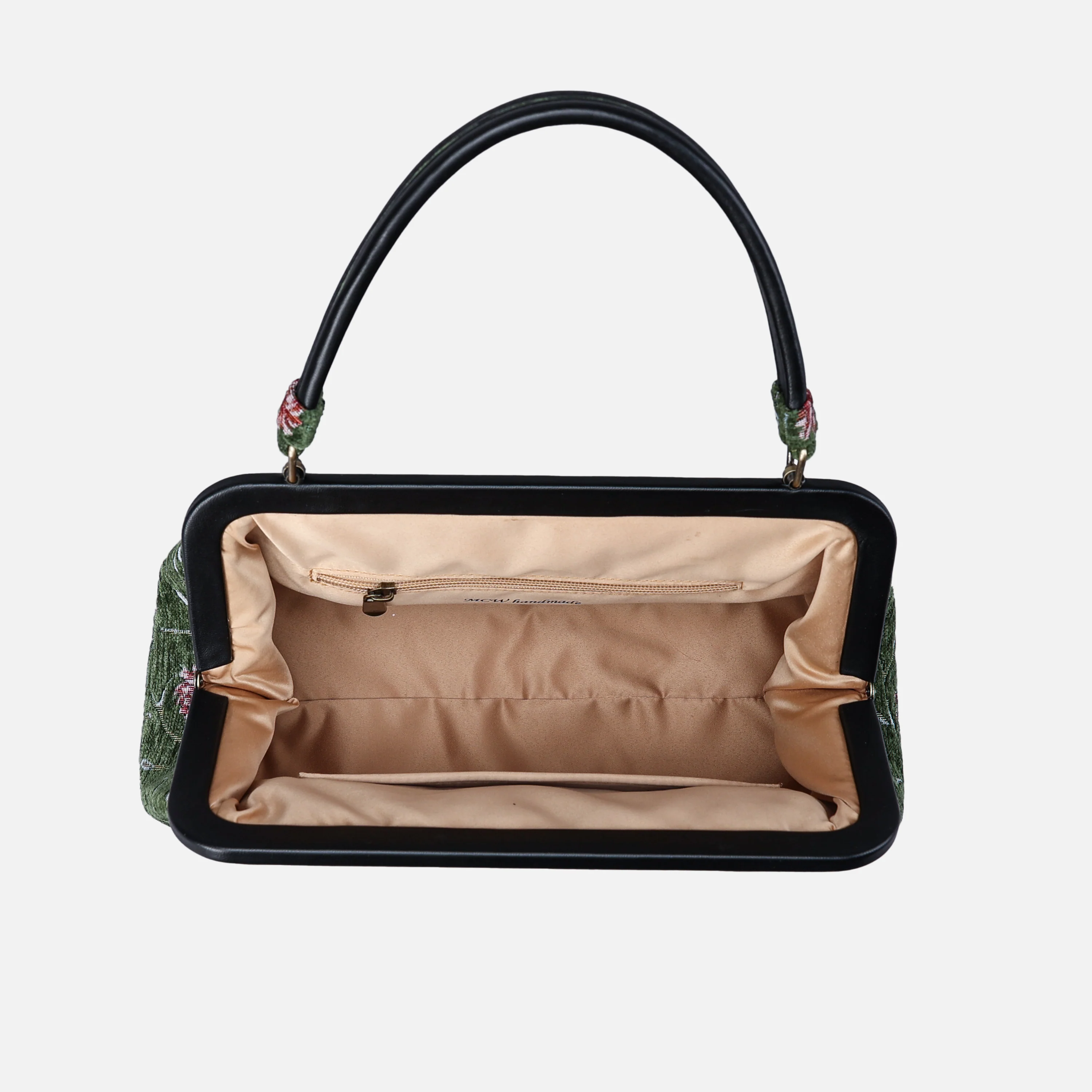 Climbing Rose Arugula Green Top Handle Purse - Image 6