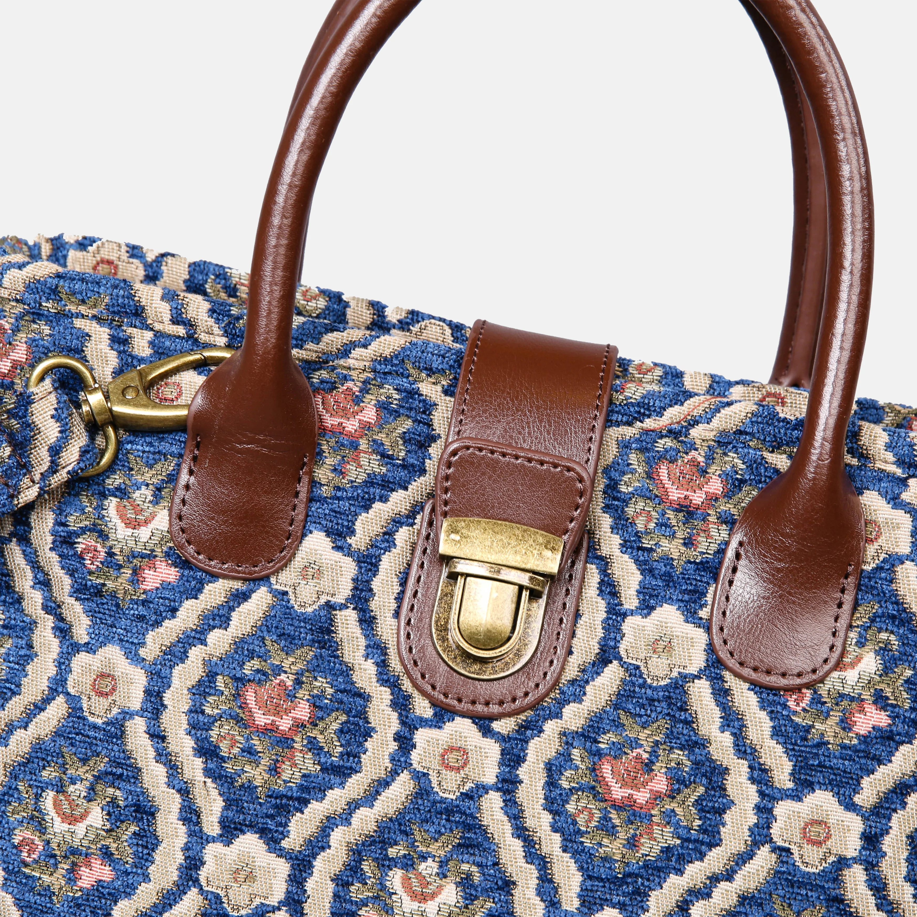 Traditional Blue Tuck Lock Carpet Satchel - Image 4