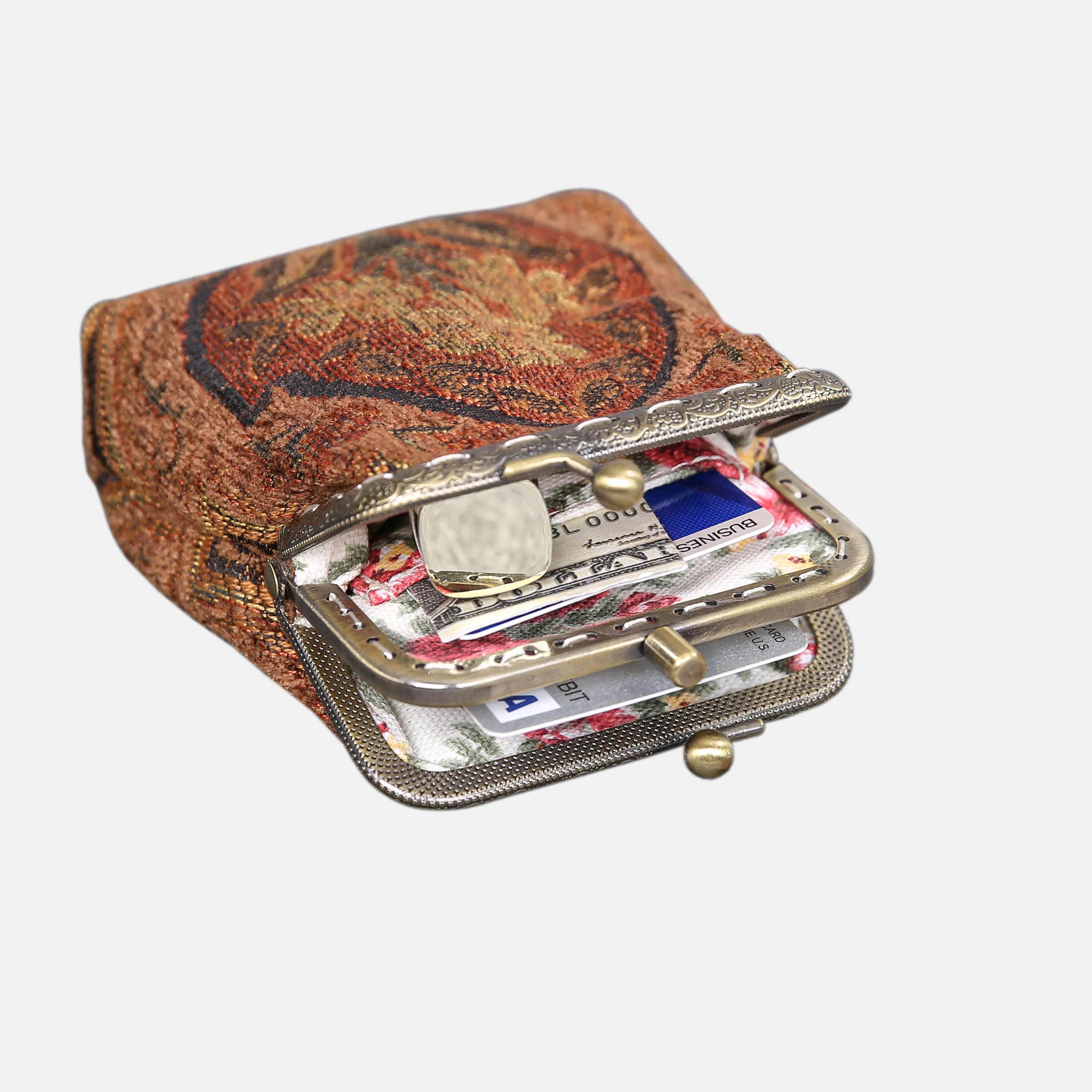 Damask D. Brown Double Kiss Clasp Coin Purse - Image 4