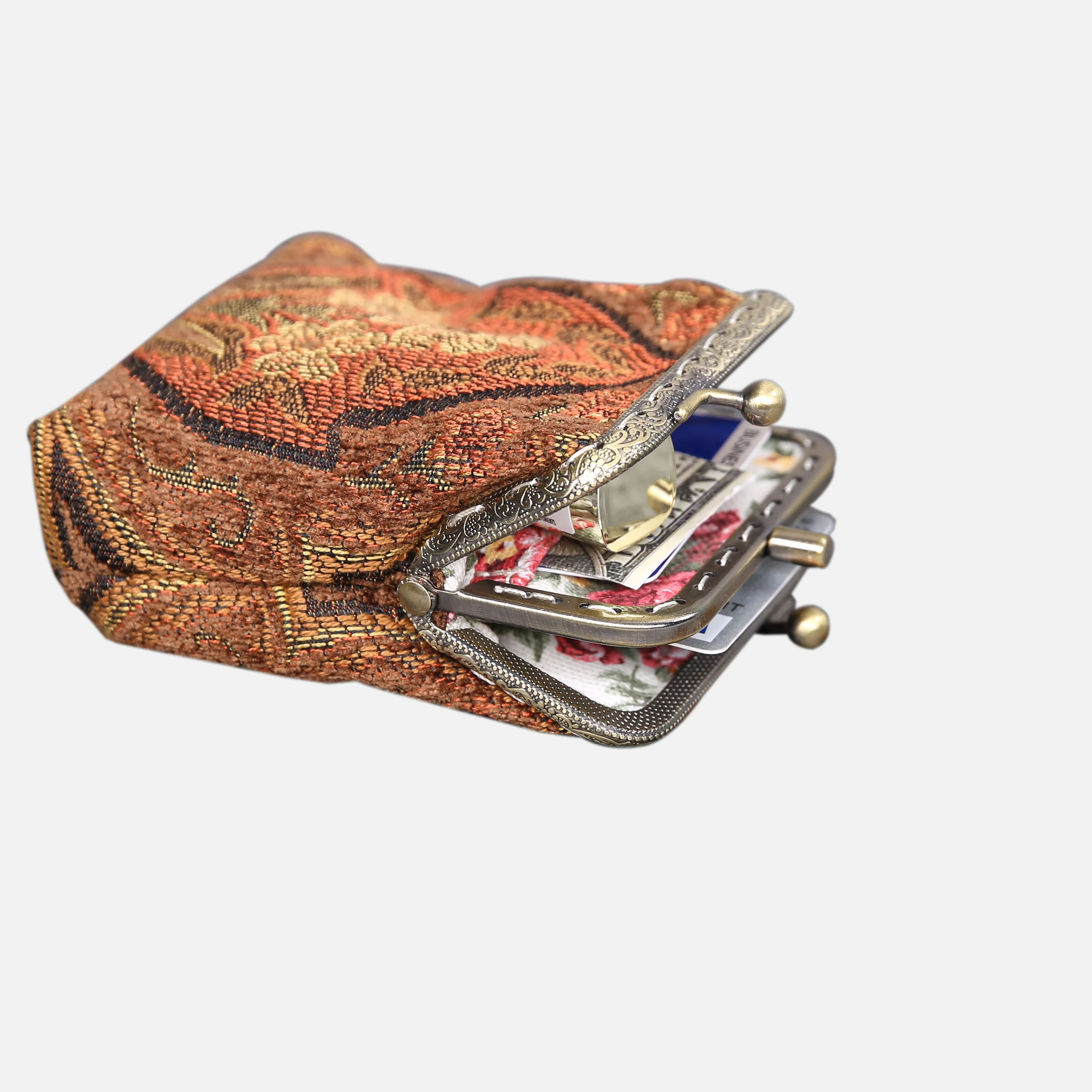 Damask D. Brown Double Kiss Clasp Coin Purse - Image 5