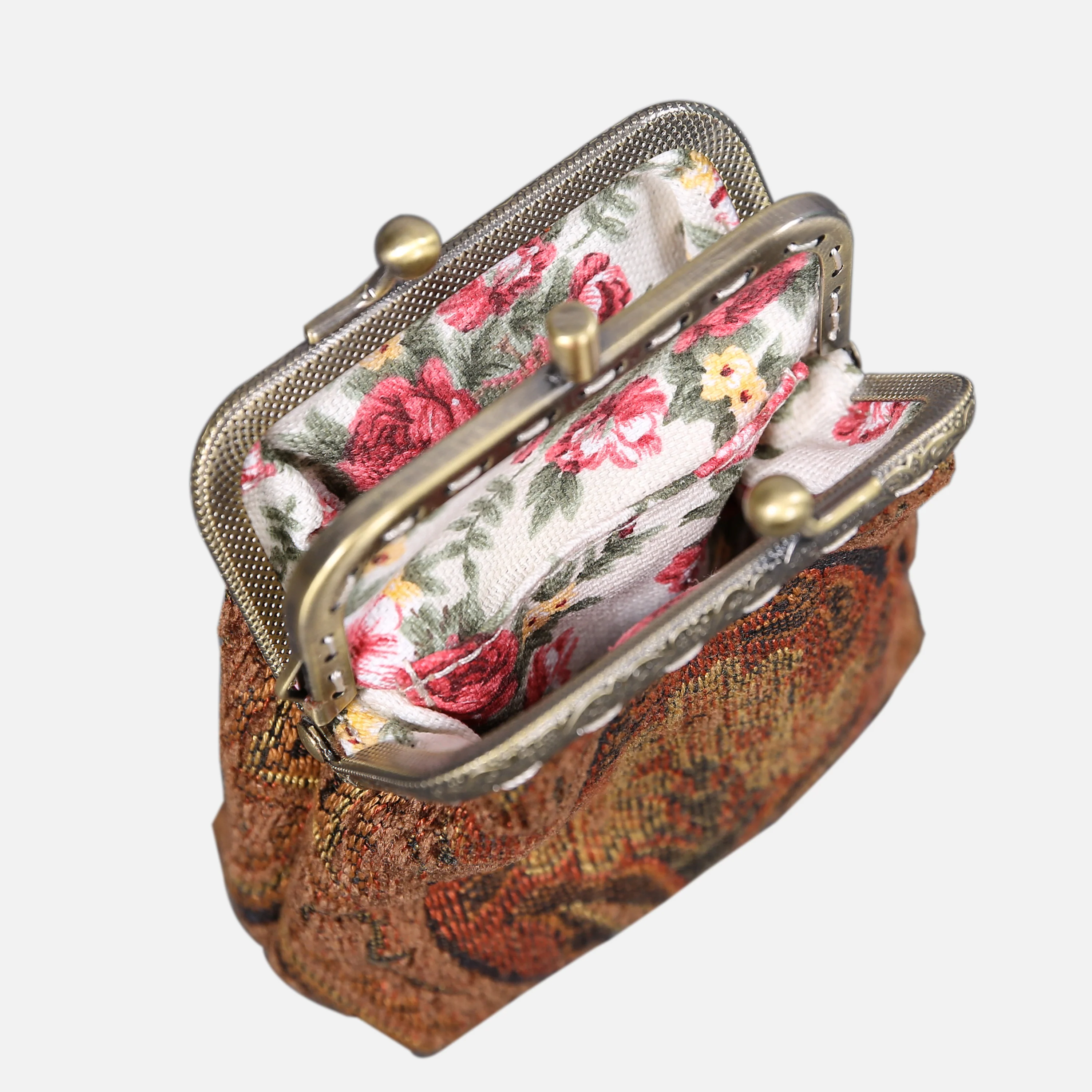 Damask D. Brown Double Kiss Clasp Coin Purse - Image 6
