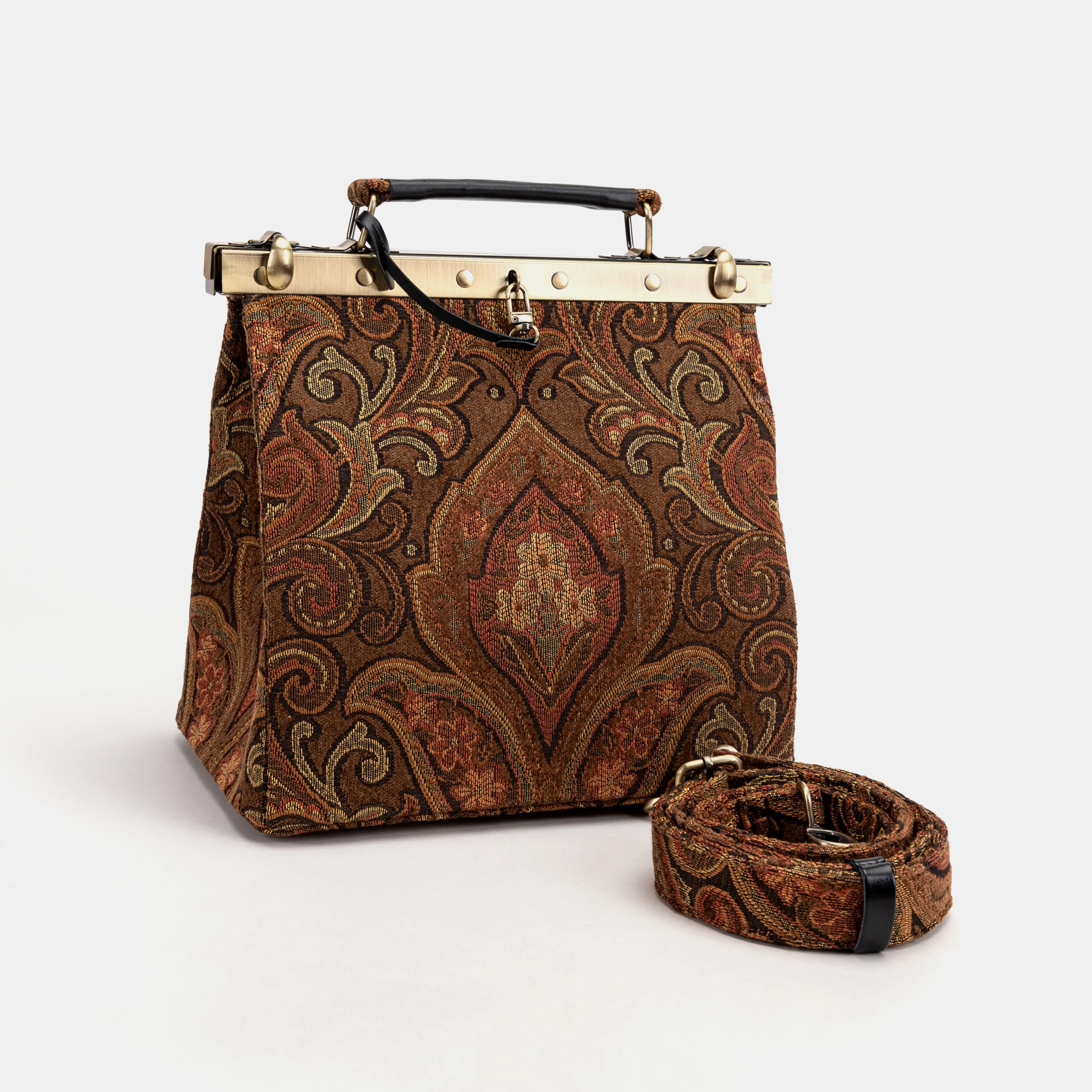Damask D. Brown Cecile Carpet Purse Gladstone Bag - Image 5