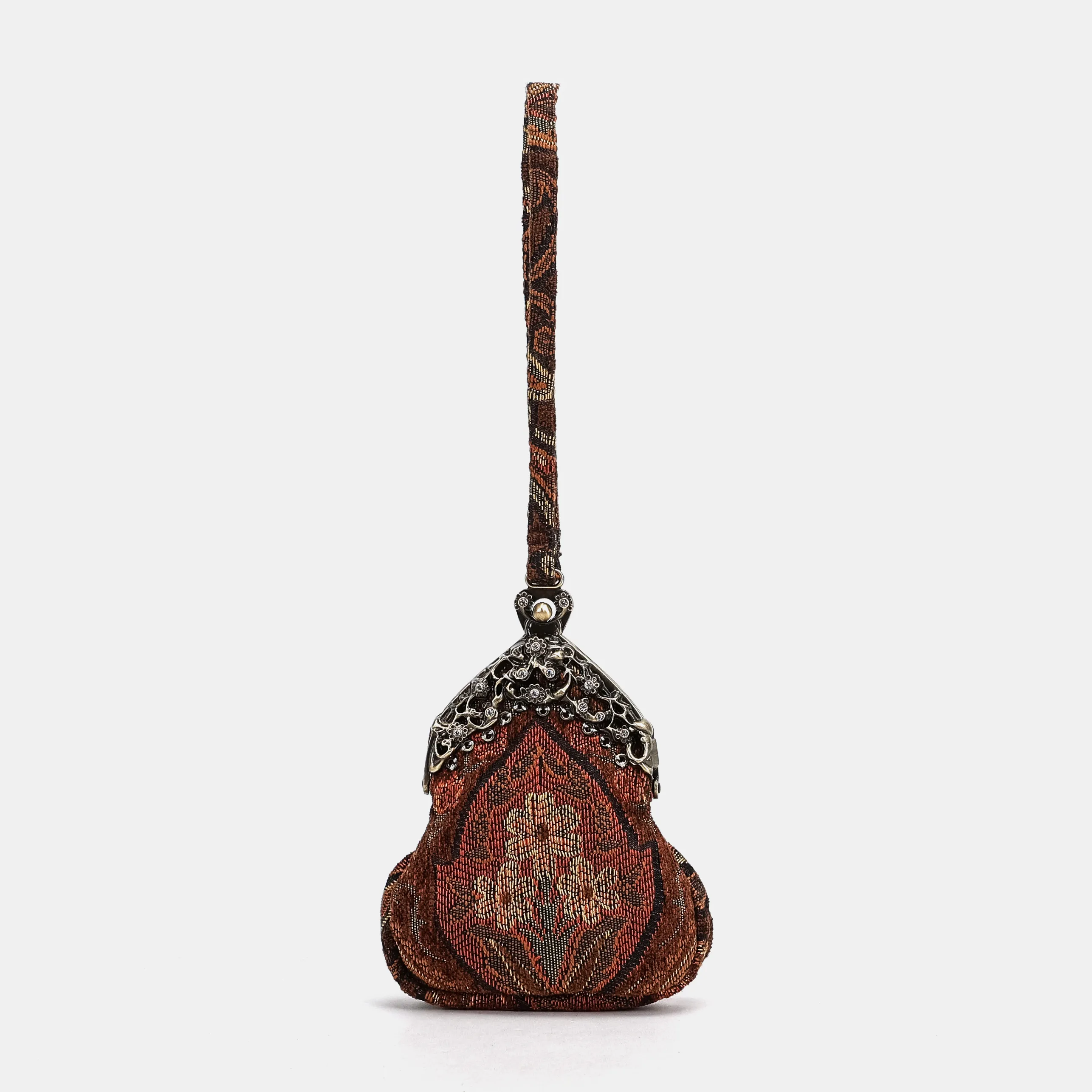 Damask D. Brown Chatelaine Purse Wristlet Bag