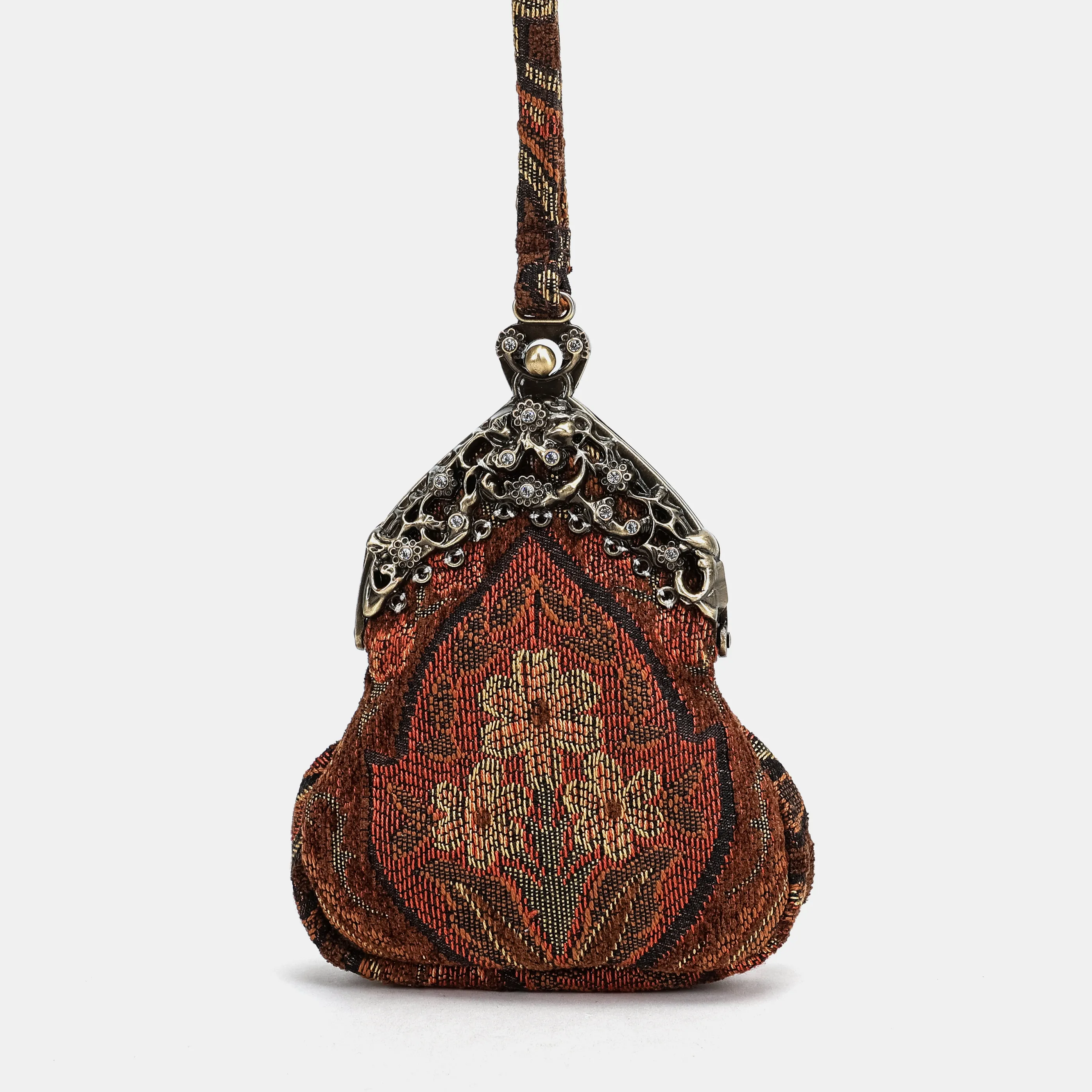 Damask D. Brown Chatelaine Purse Wristlet Bag - Image 2