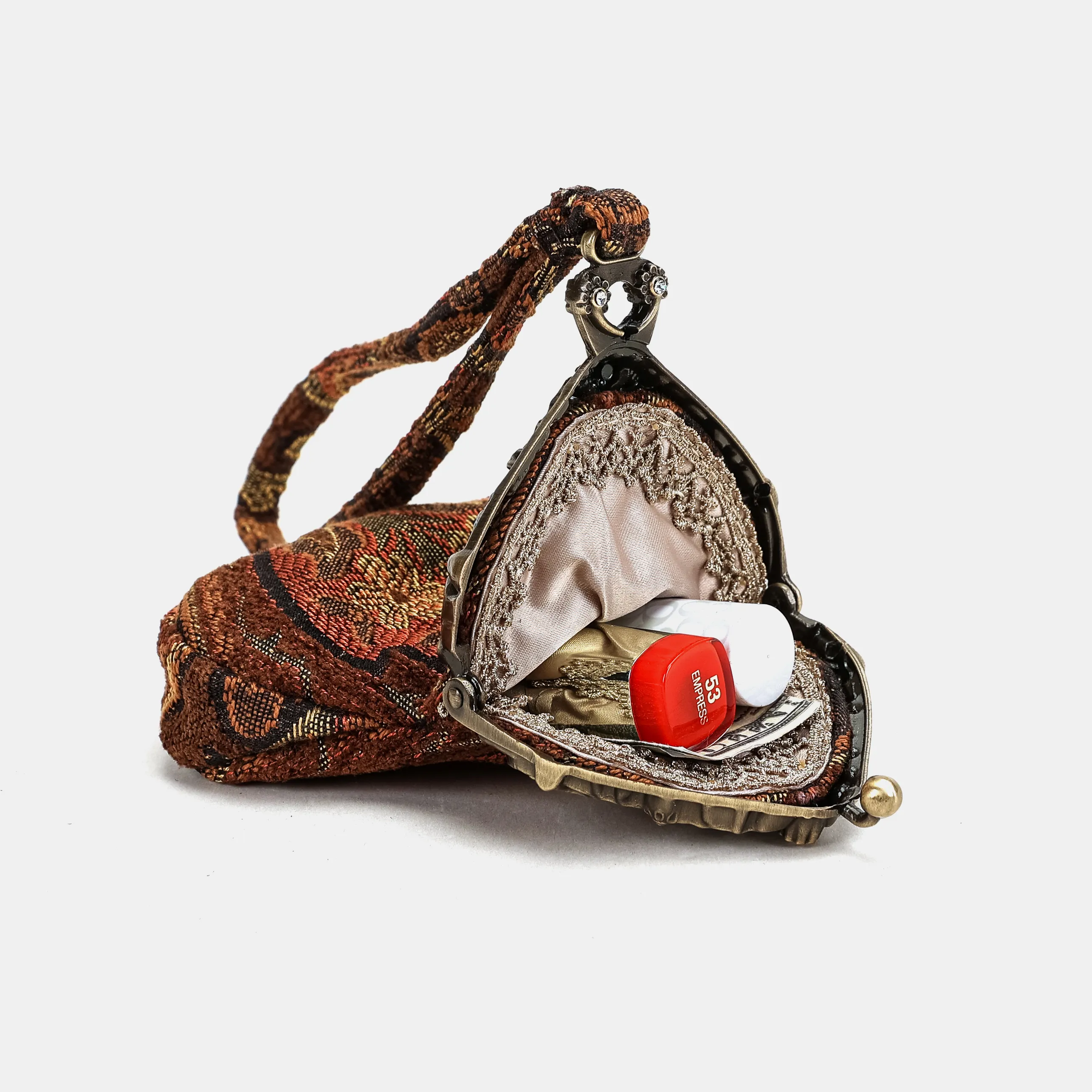 Damask D. Brown Chatelaine Purse Wristlet Bag - Image 6