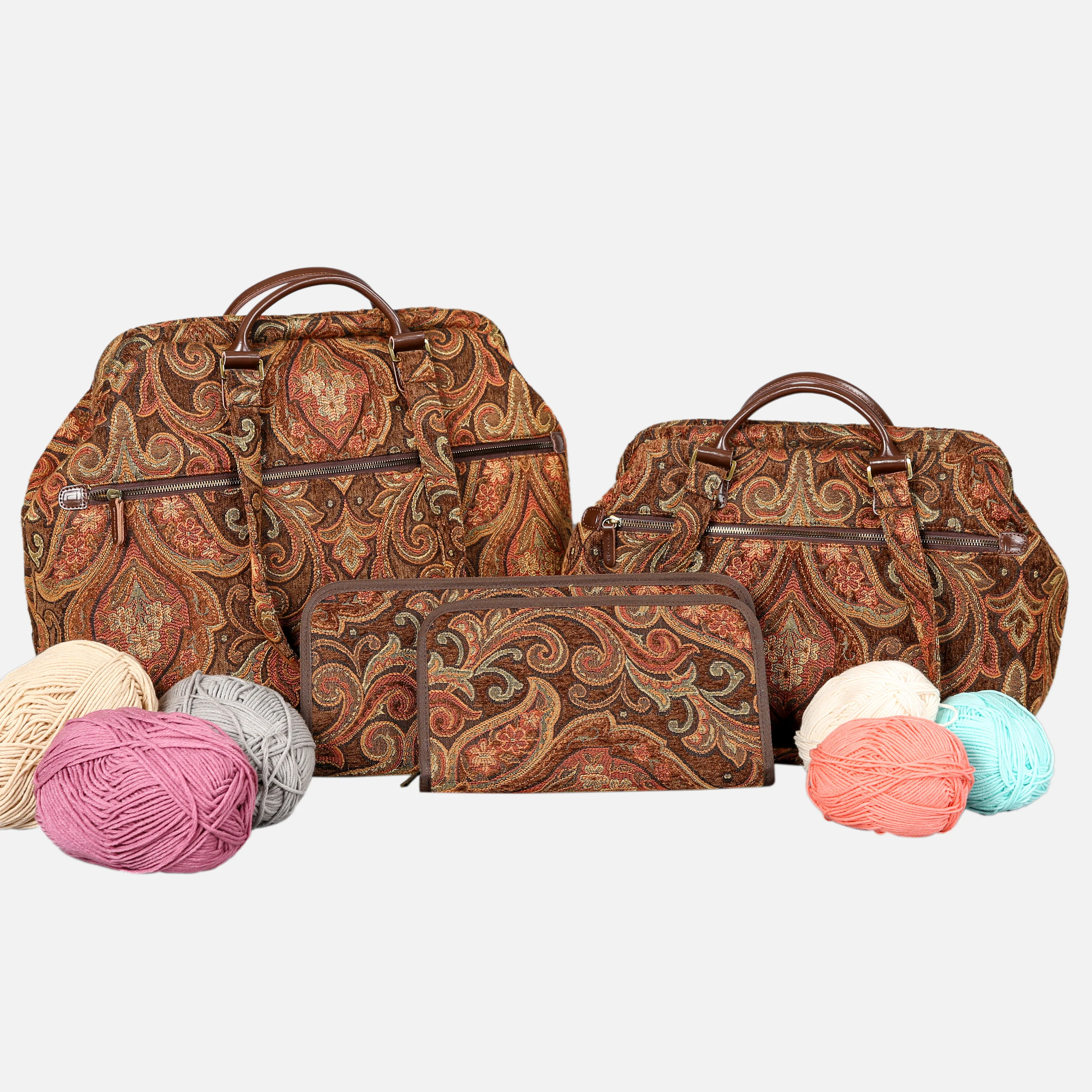 Damask D. Brown Knitting Project Bag - Image 5