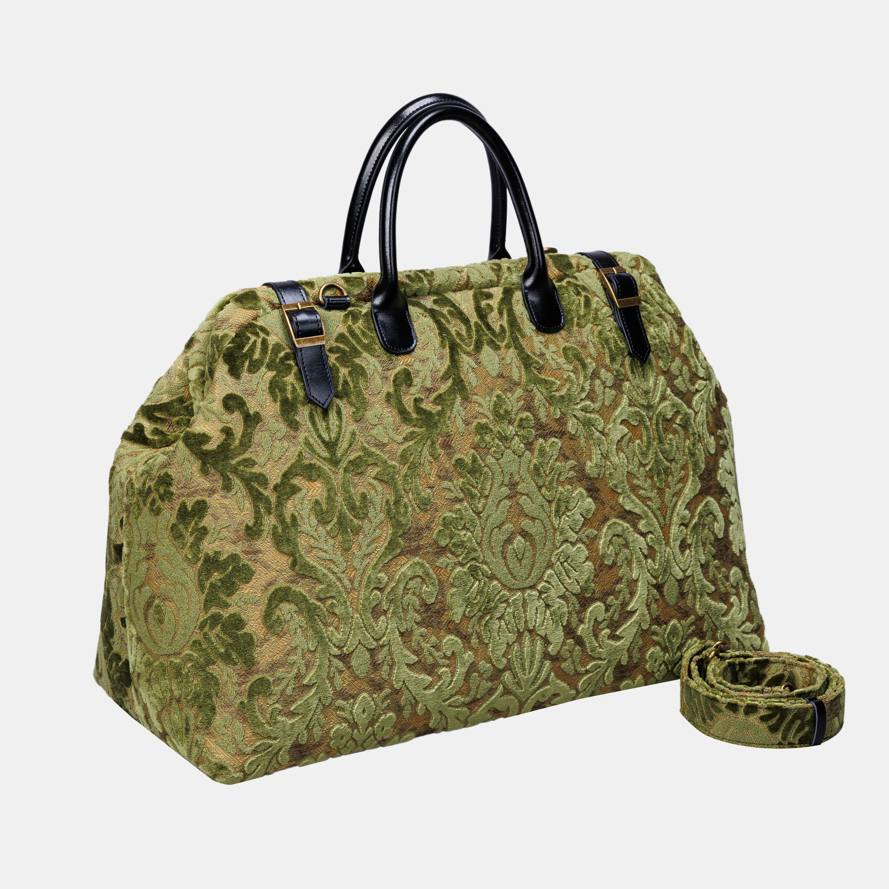 Burnout Velvet Fern Green Large Carpetbag - Image 5