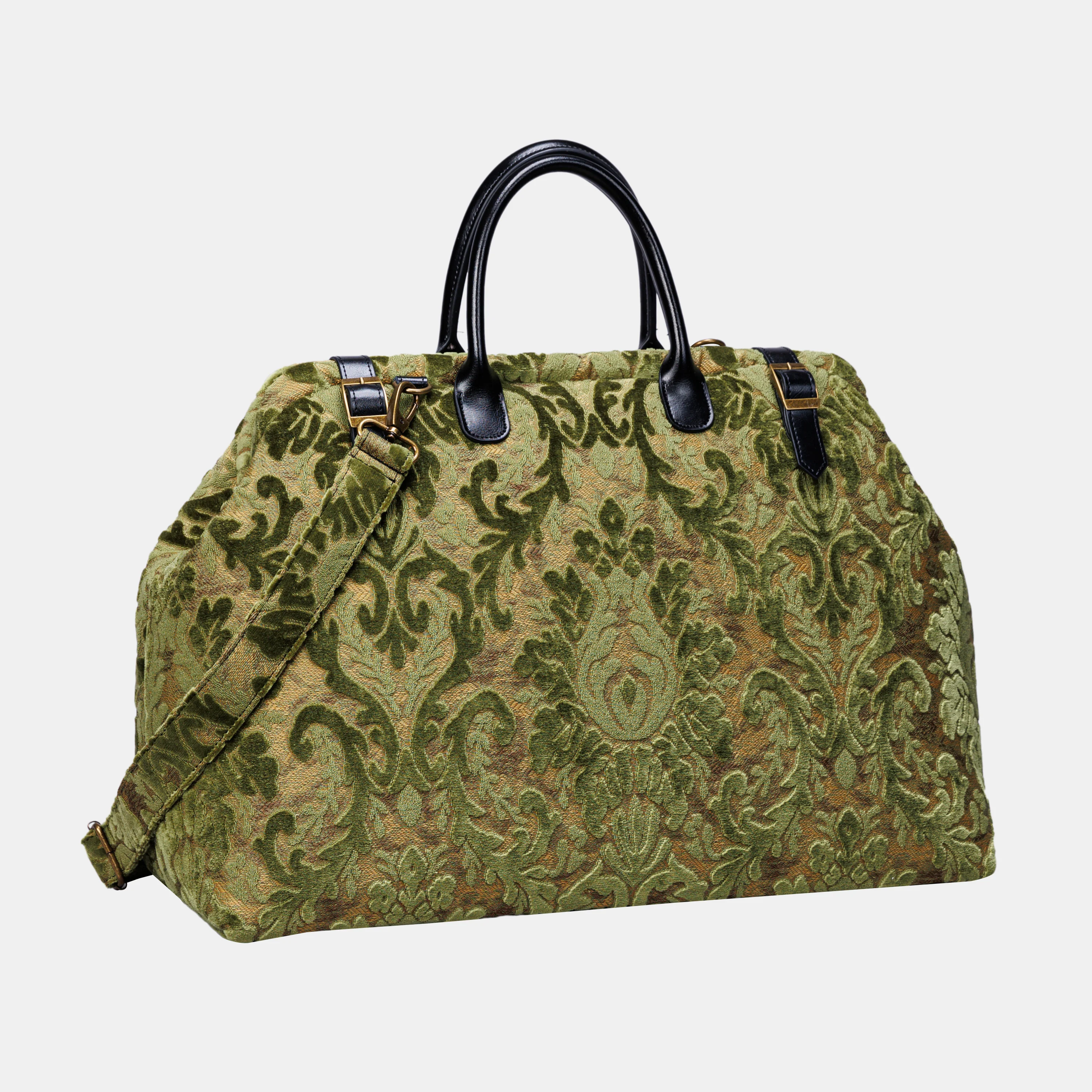 Burnout Velvet Fern Green Large Carpetbag - Image 6