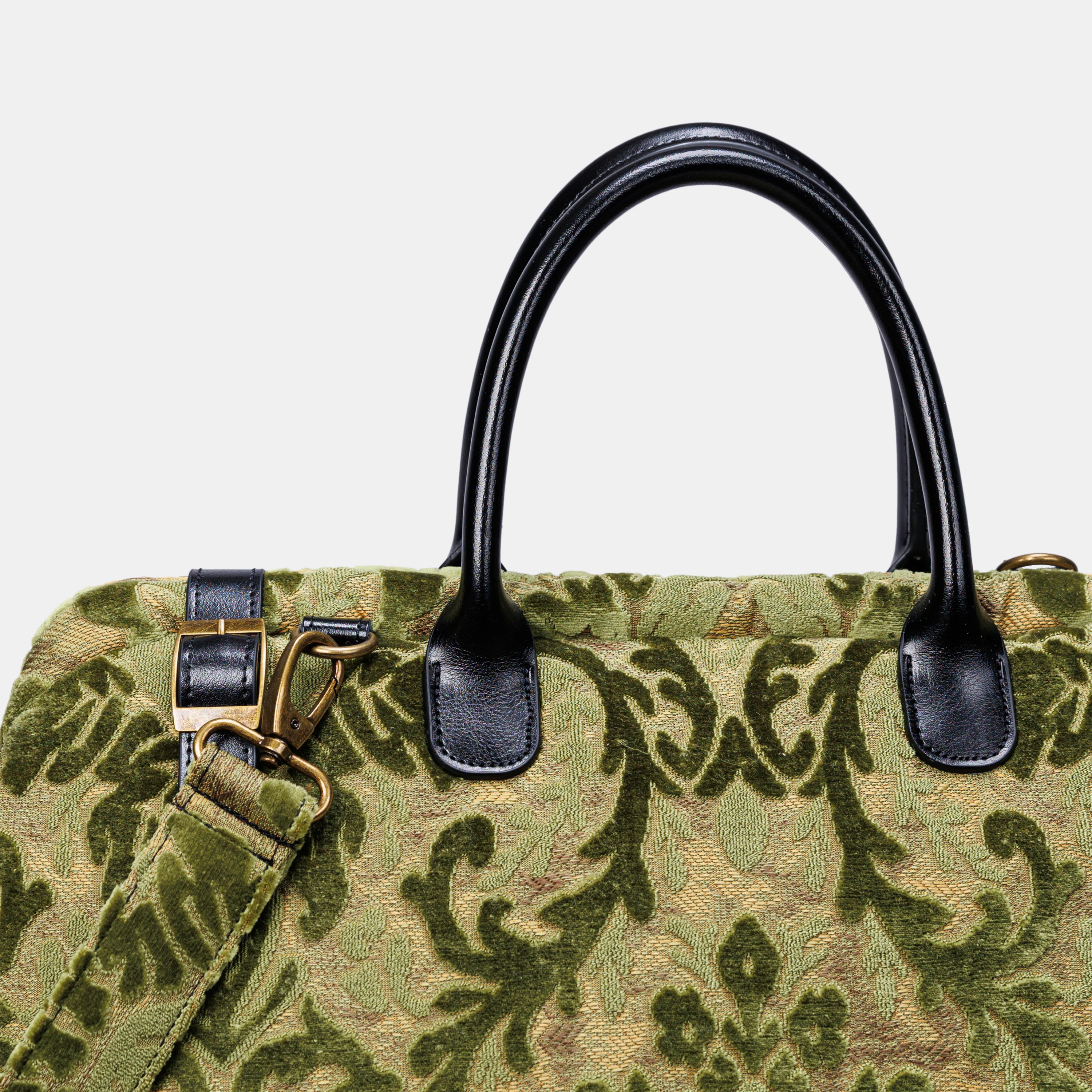Burnout Velvet Fern Green Large Carpetbag - Image 7