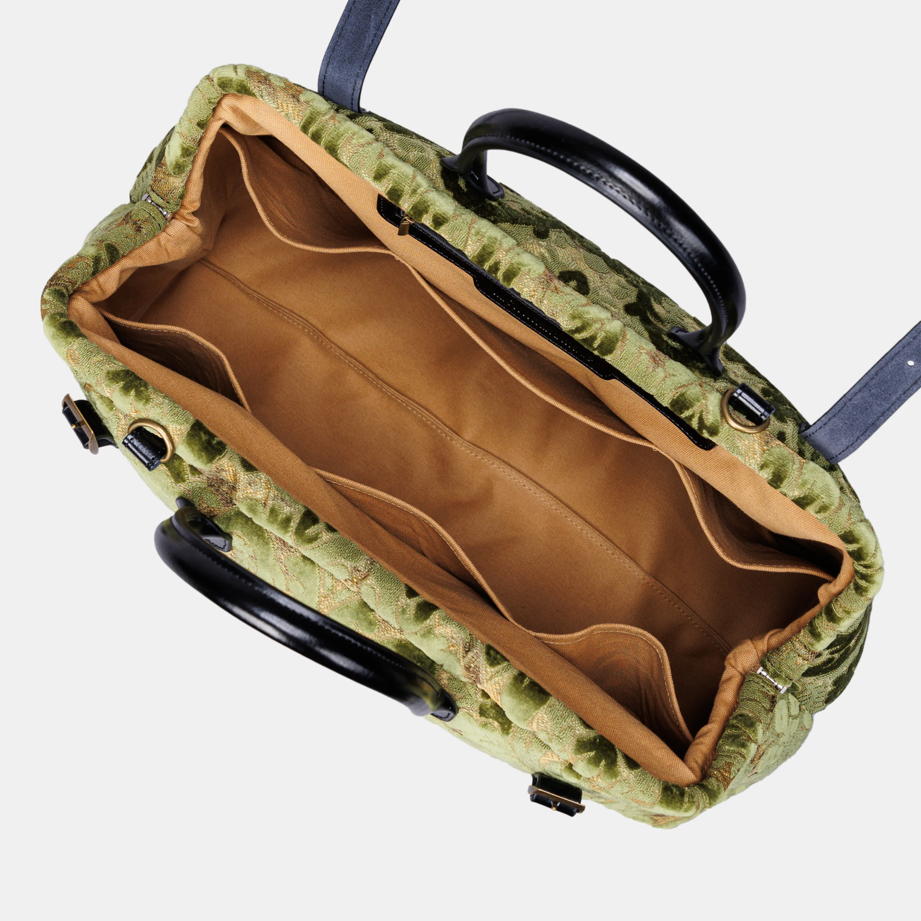 Burnout Velvet Fern Green Large Carpetbag - Image 8