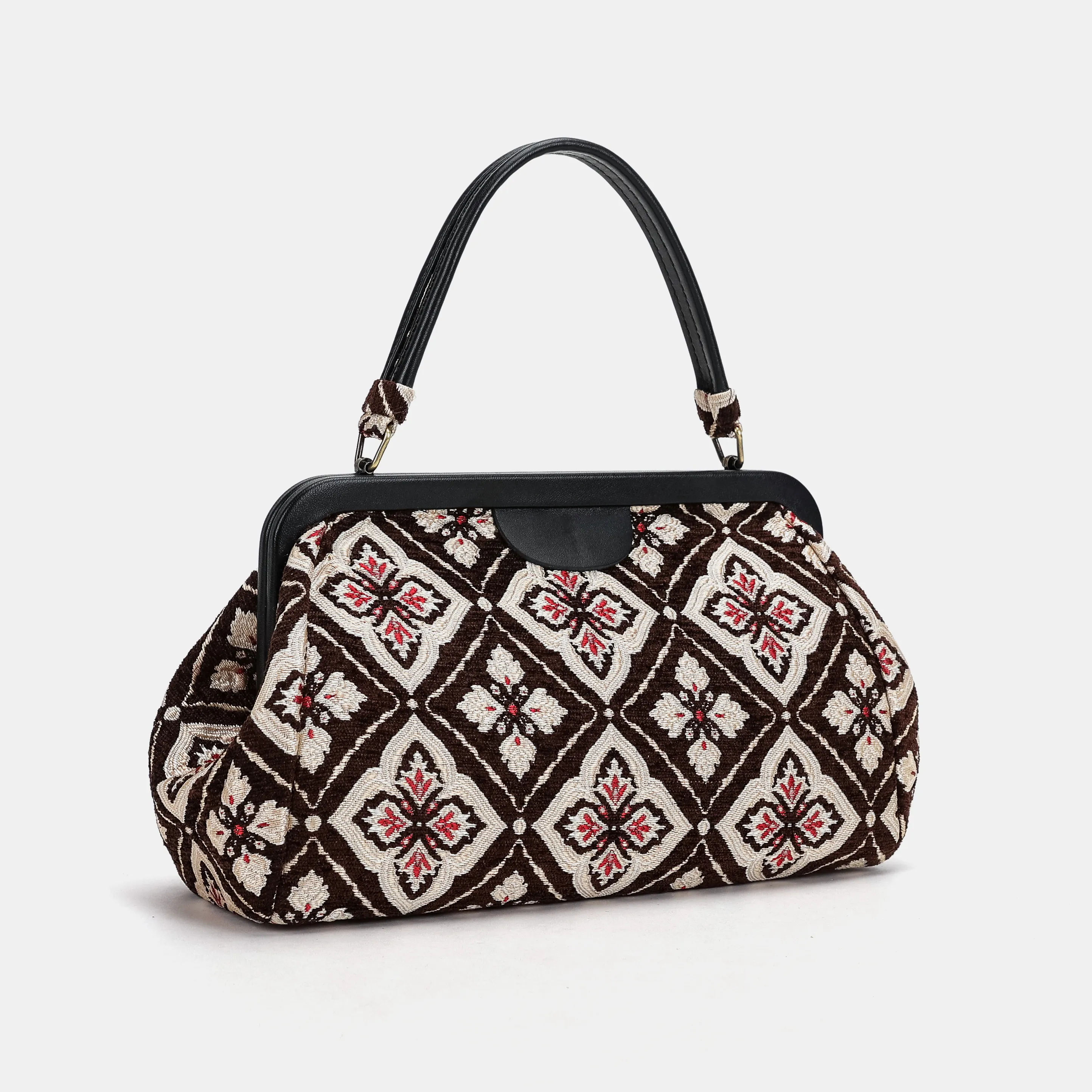 Ethnic Brown Top Handle Purse - Image 2