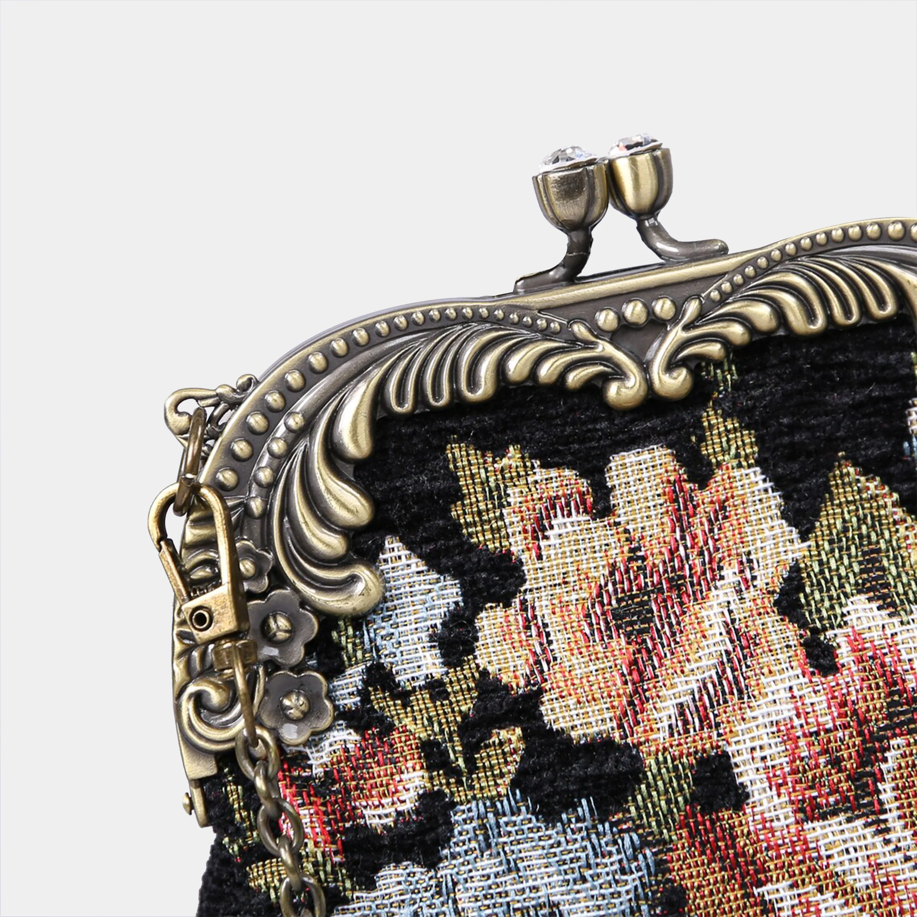 Floral Black Chatelaine Purse Medium - Image 5