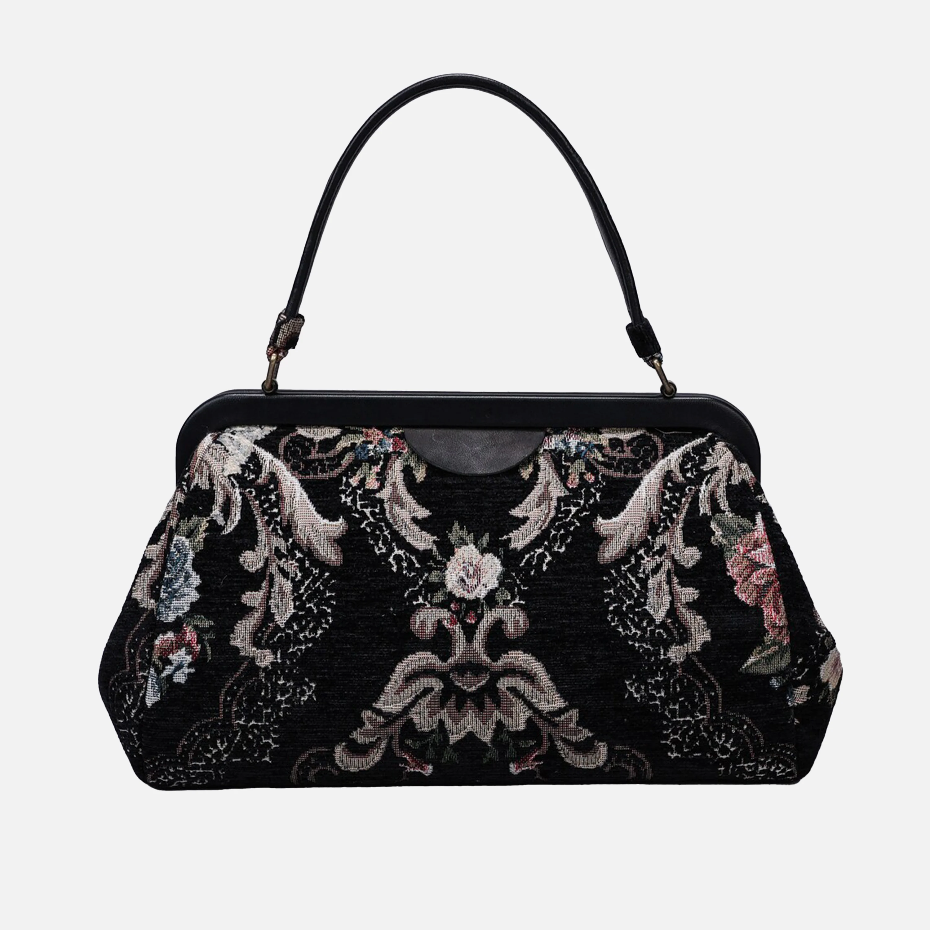Floral Black Top Handle Purse - Image 3