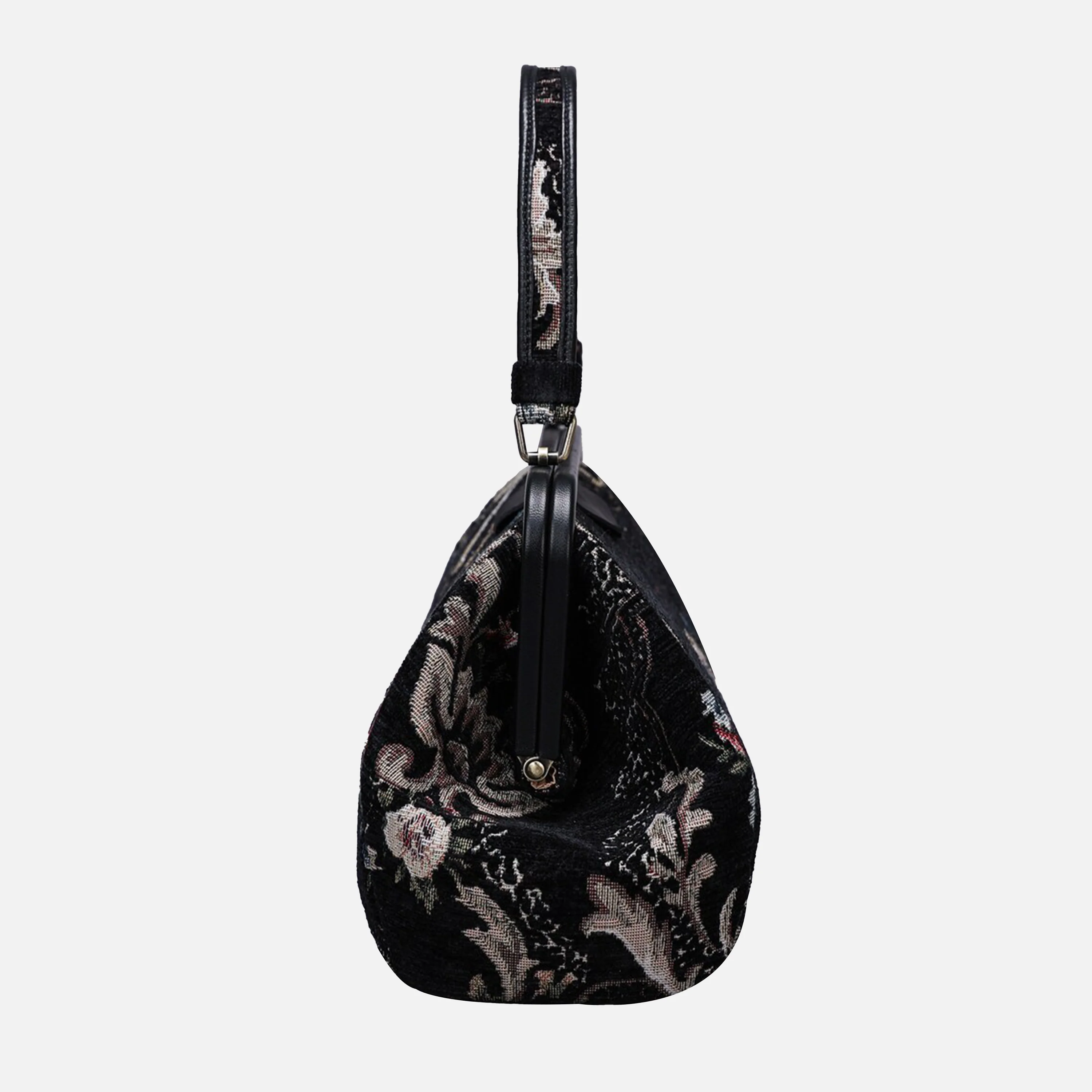Floral Black Top Handle Purse - Image 5