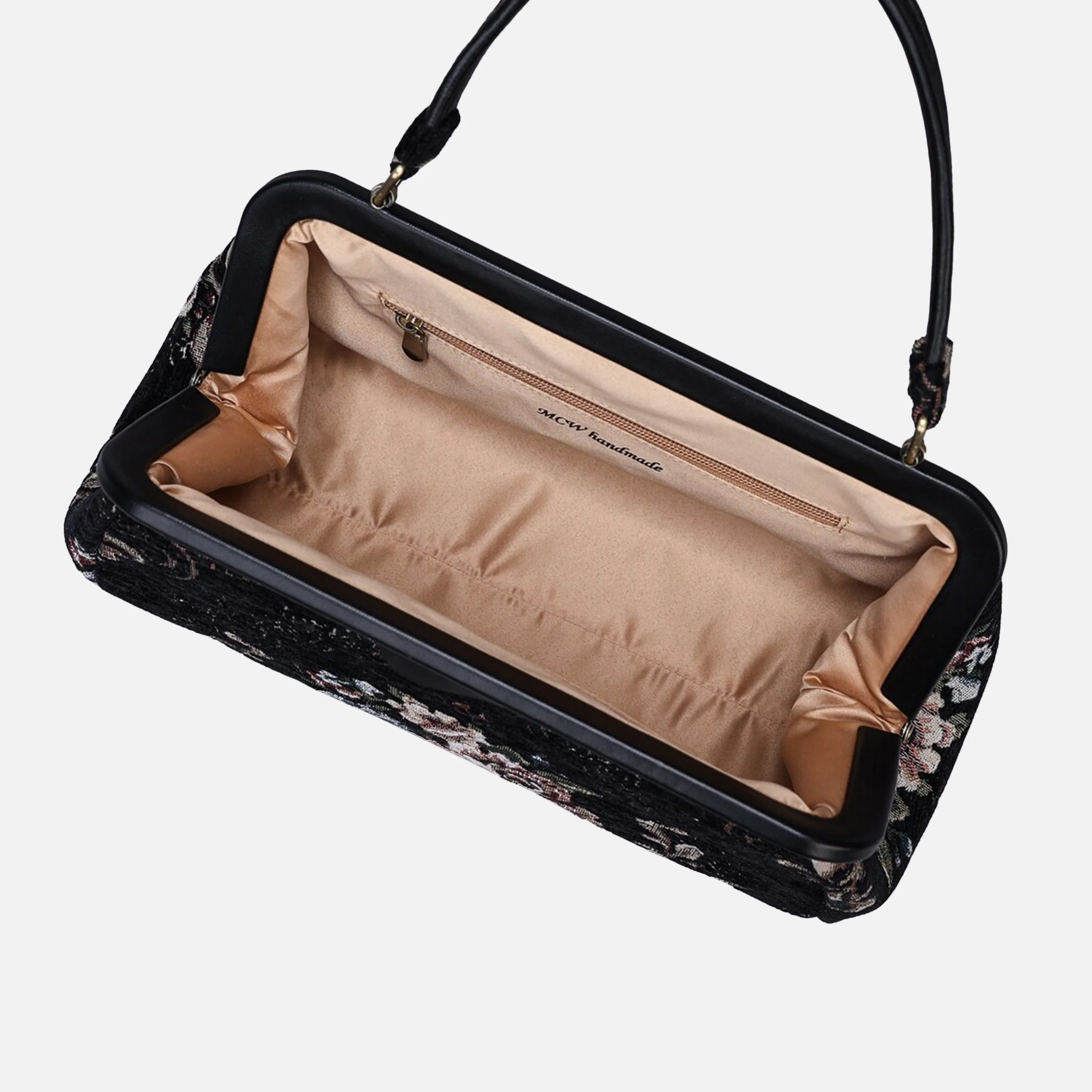 Floral Black Top Handle Purse - Image 6